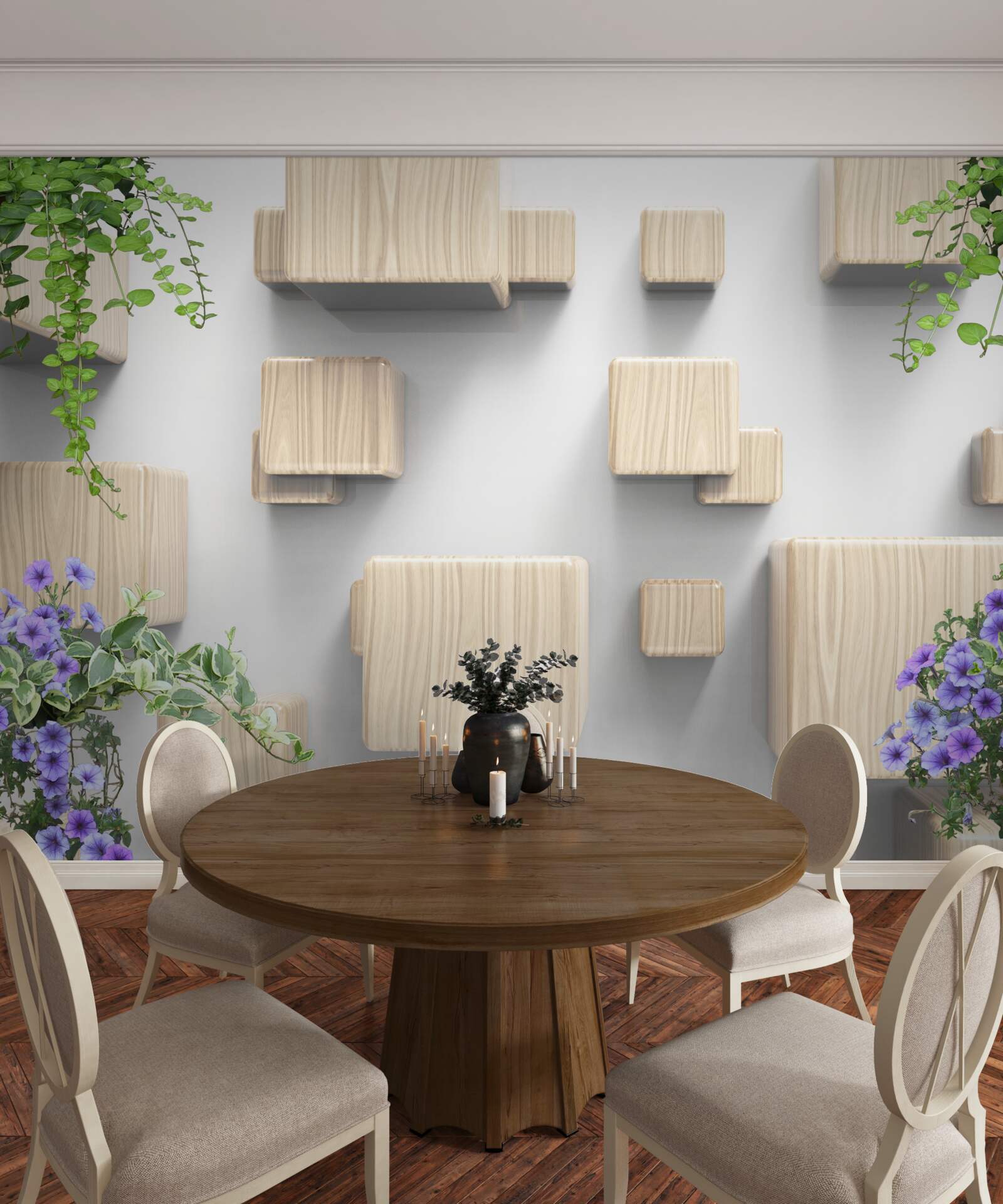 Фотошпалери левітуючі кубики з дерева