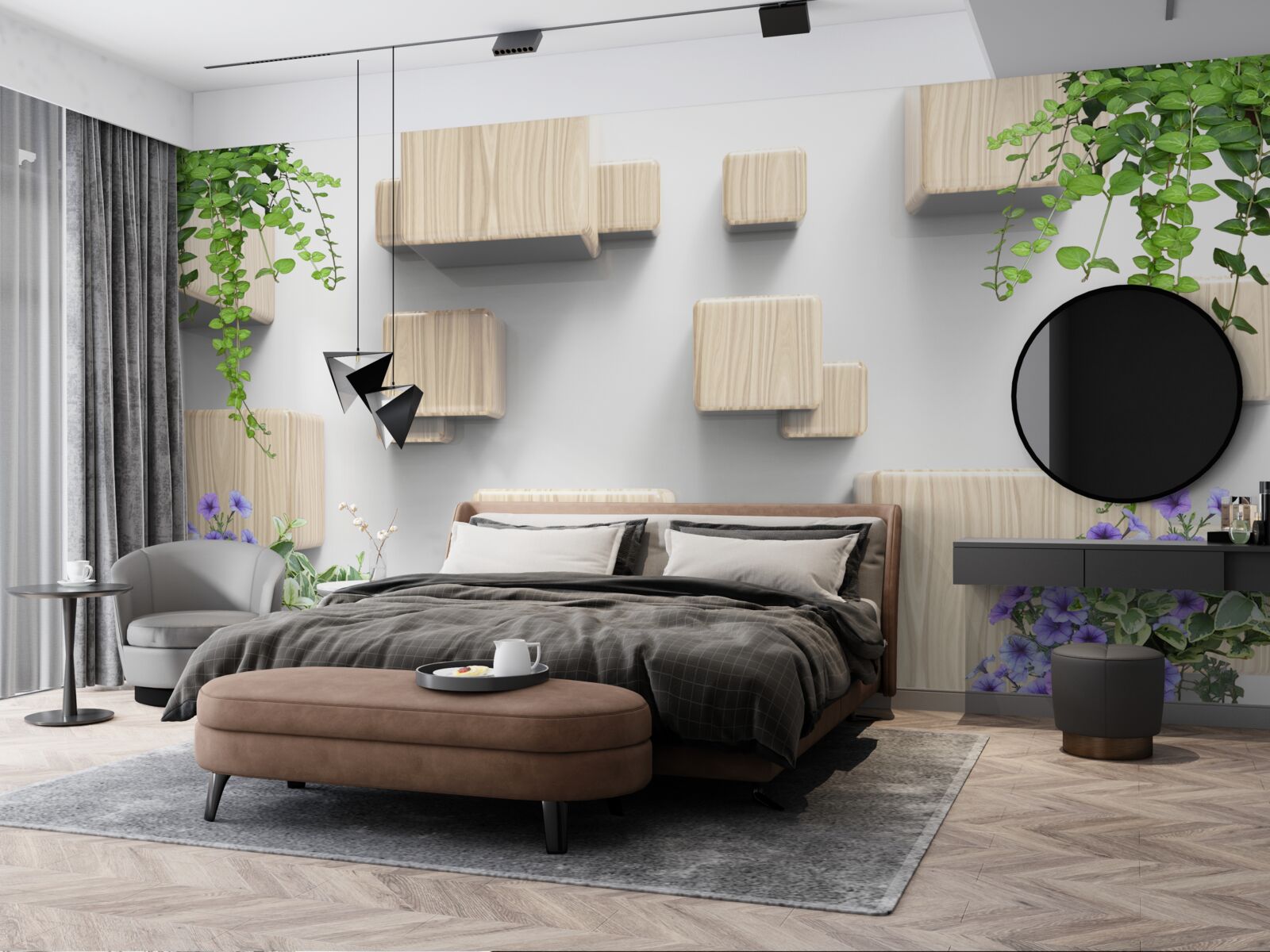 Фотошпалери левітуючі кубики з дерева