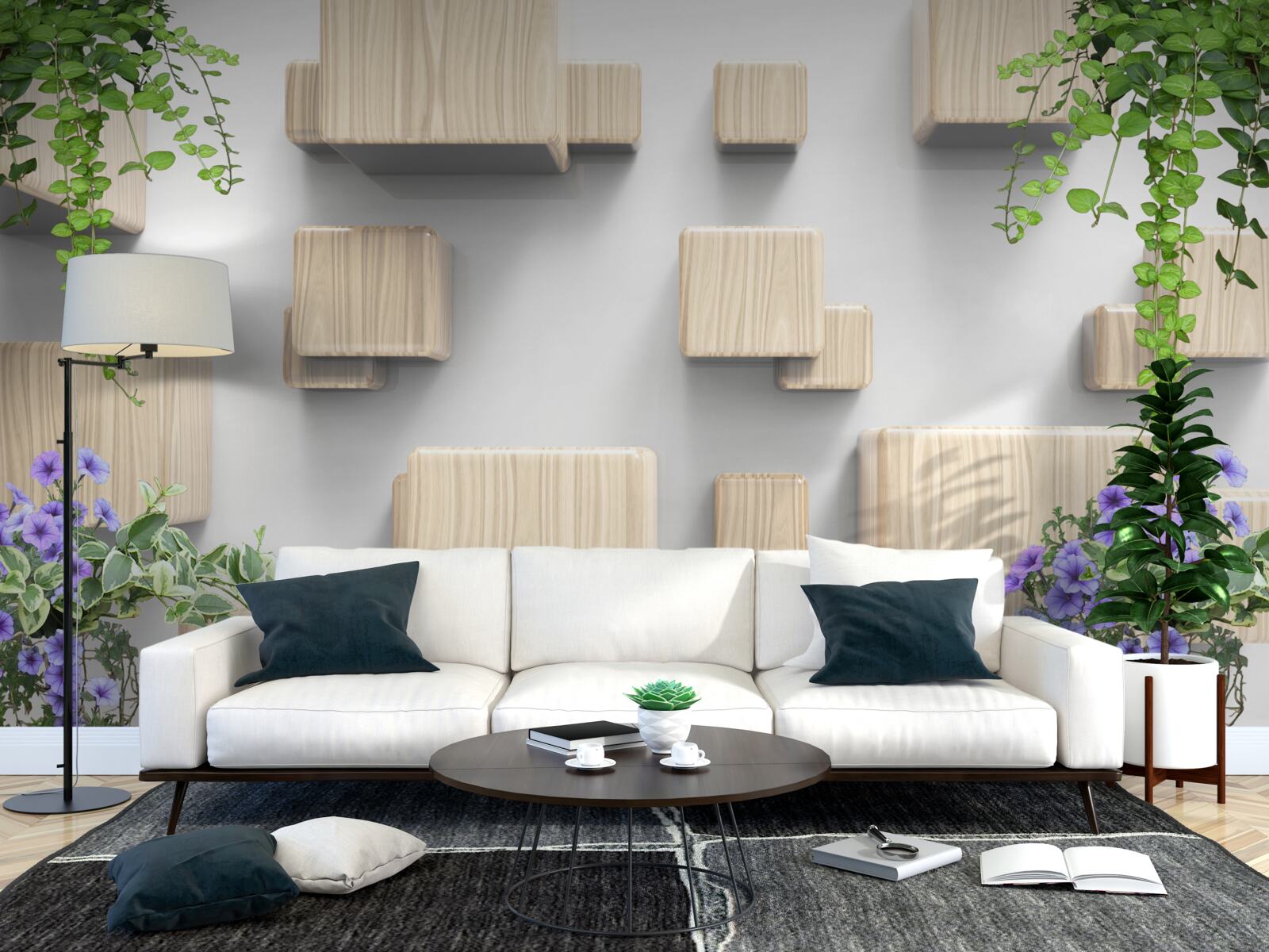 Фотошпалери левітуючі кубики з дерева