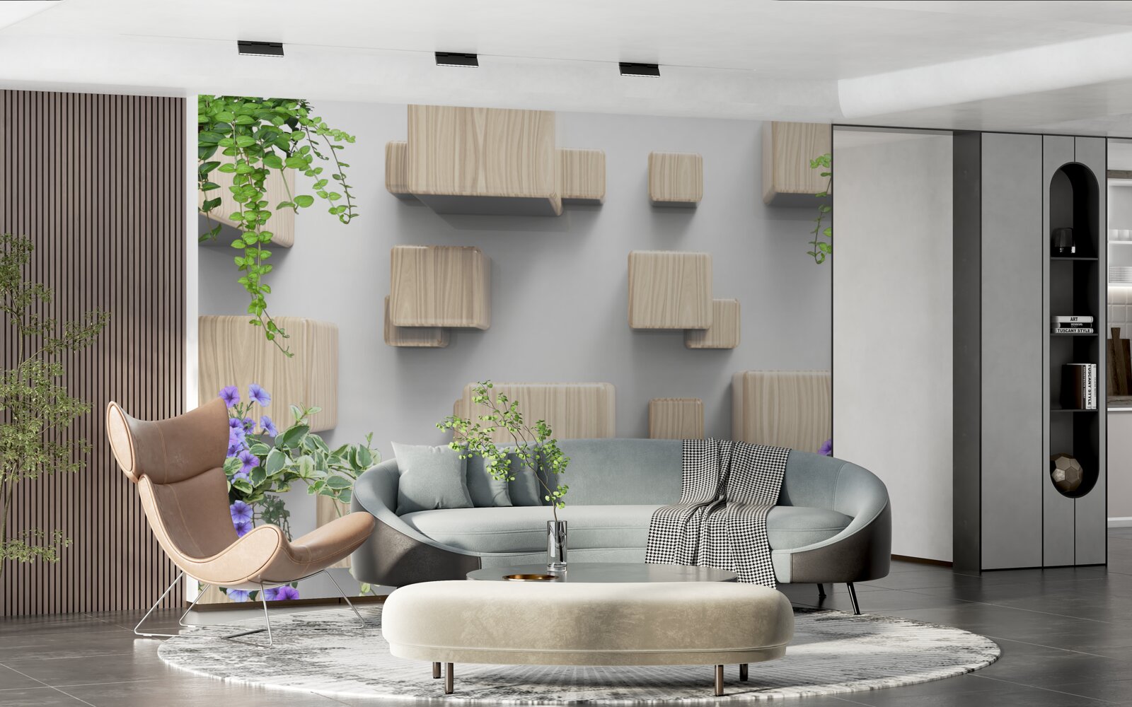 Фотошпалери левітуючі кубики з дерева