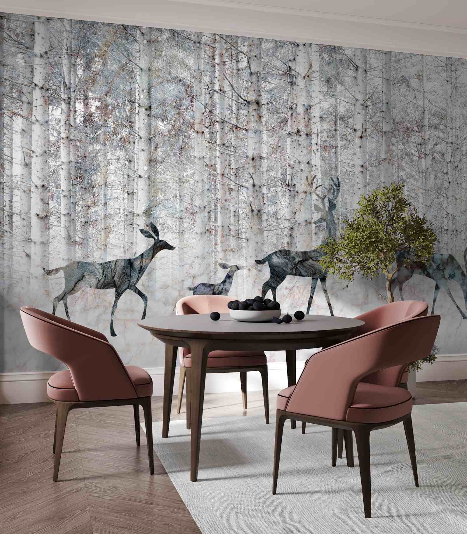 Фотошпалери олень у зимовому лісі