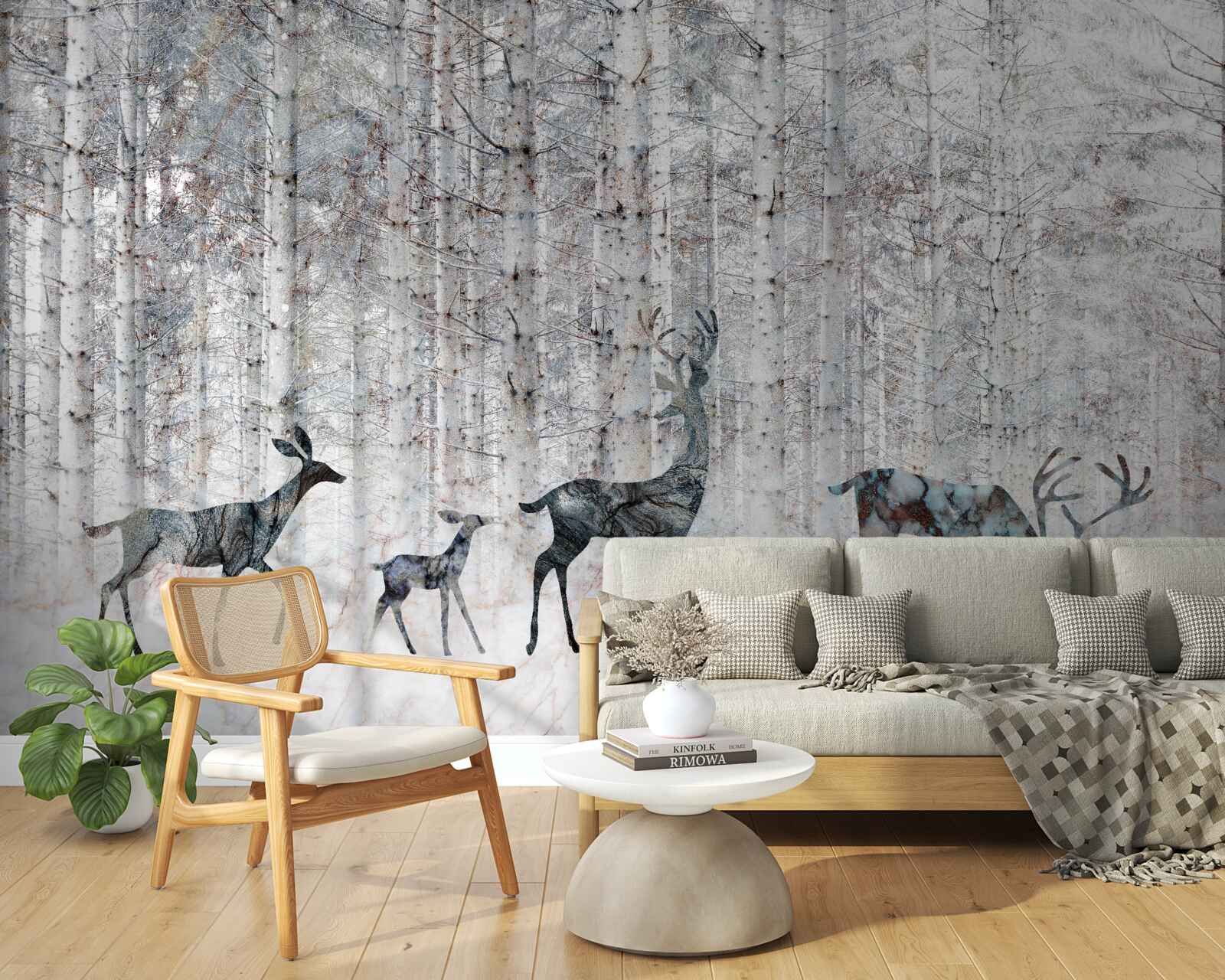 Фотошпалери олень у зимовому лісі