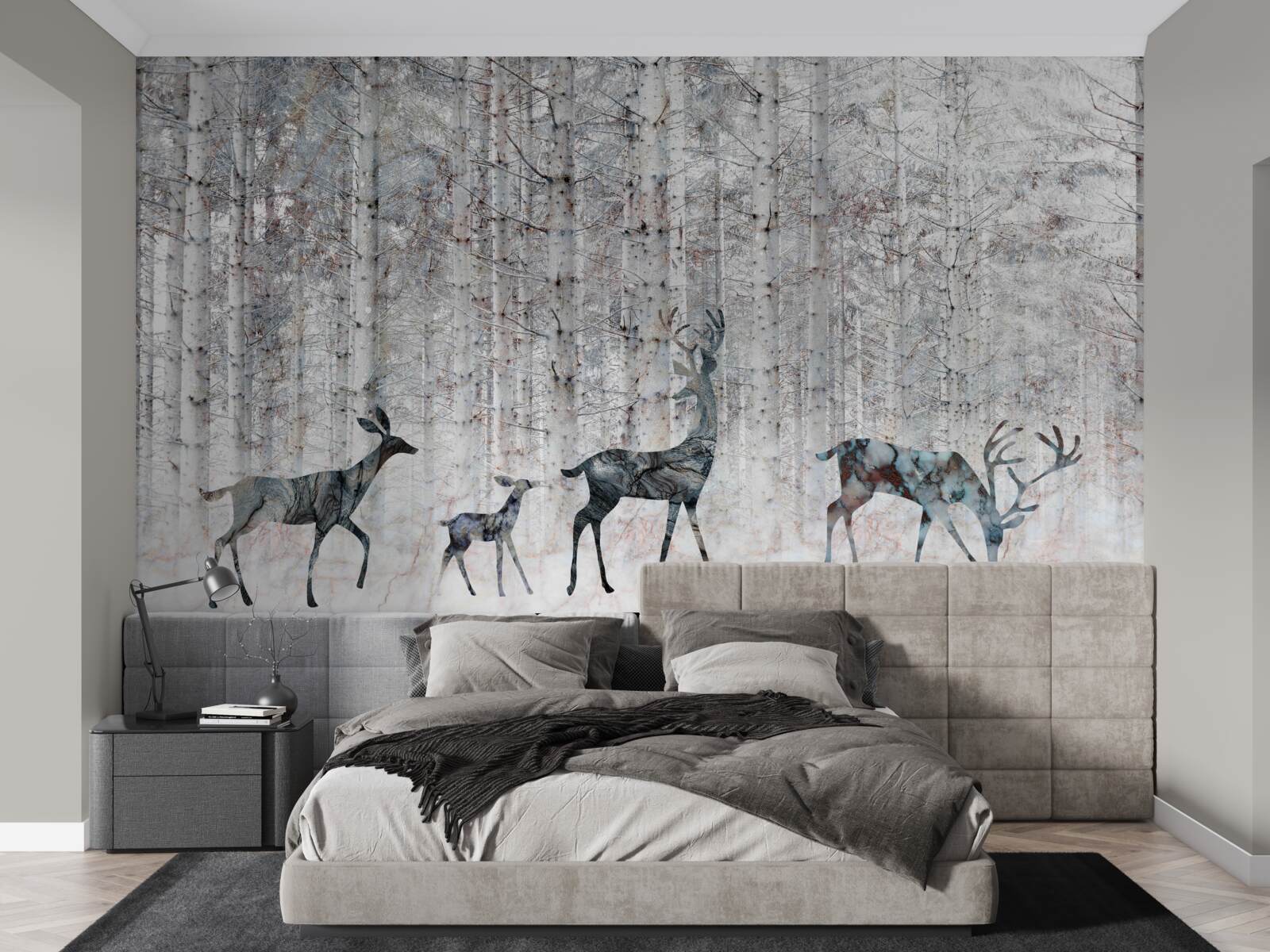 Фотошпалери олень у зимовому лісі