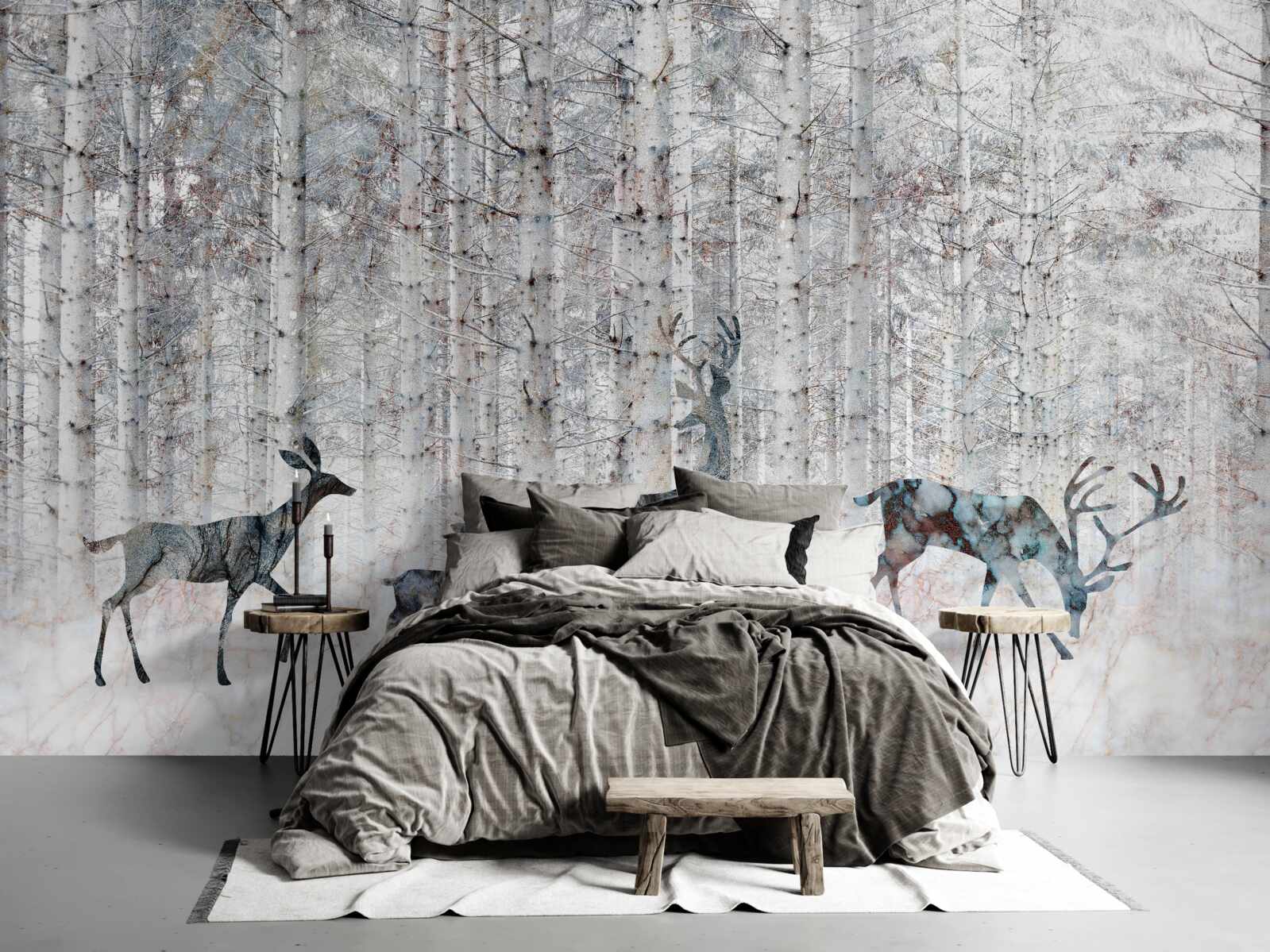 Фотошпалери олень у зимовому лісі