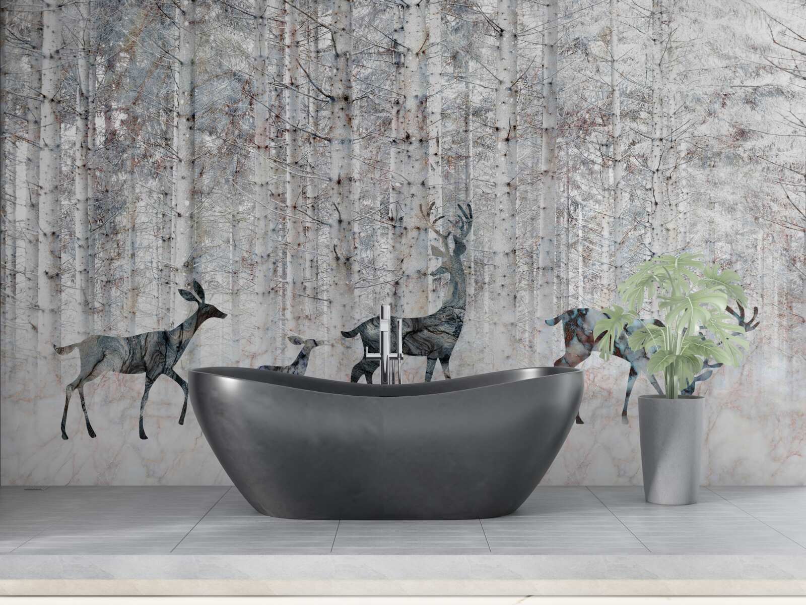 Фотошпалери олень у зимовому лісі