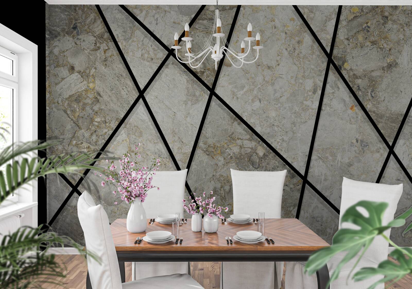 Фотошпалери мармур з чорними прожилками