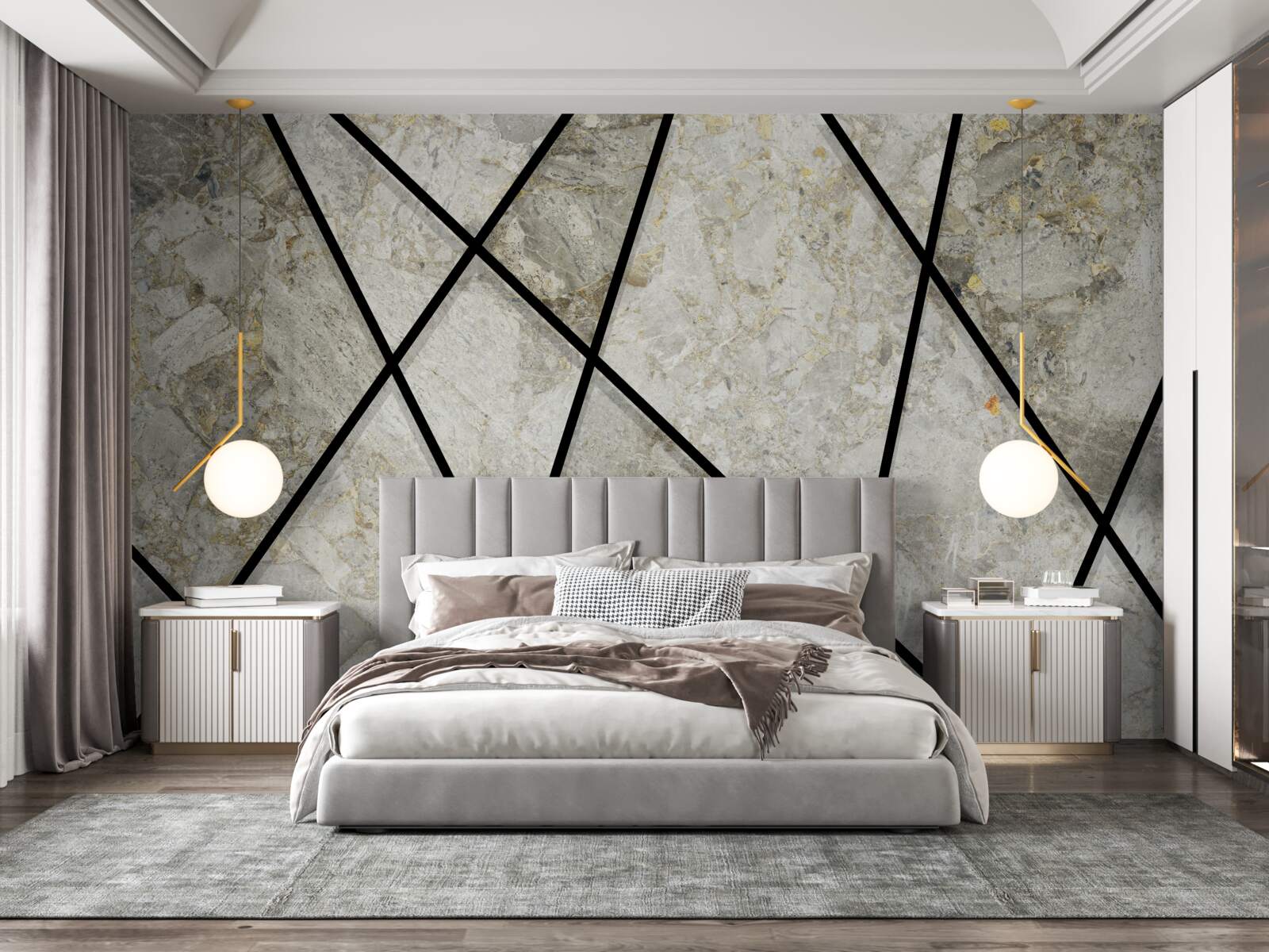 Фотошпалери мармур з чорними прожилками