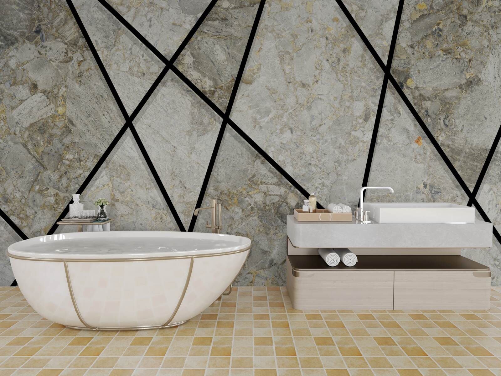 Фотошпалери мармур з чорними прожилками