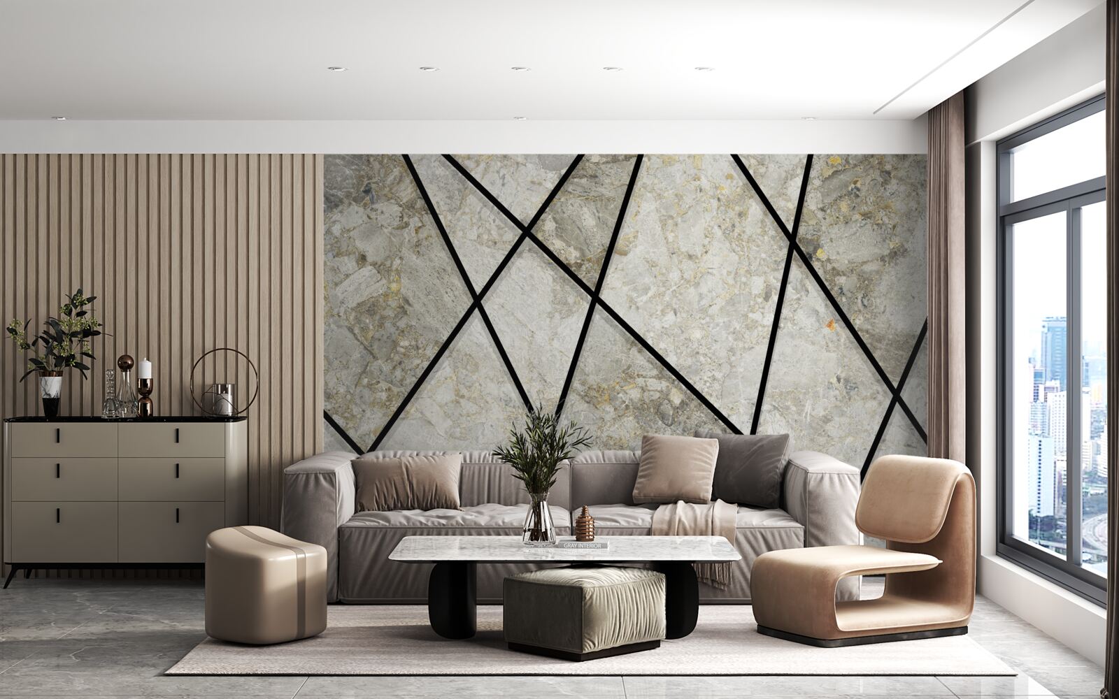 Фотошпалери мармур з чорними прожилками