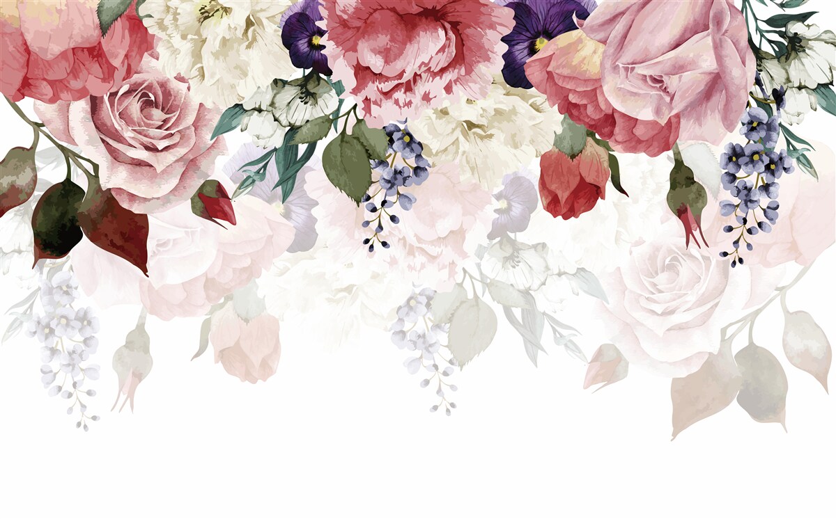 Фотошпалери композиція з падаючих квітів