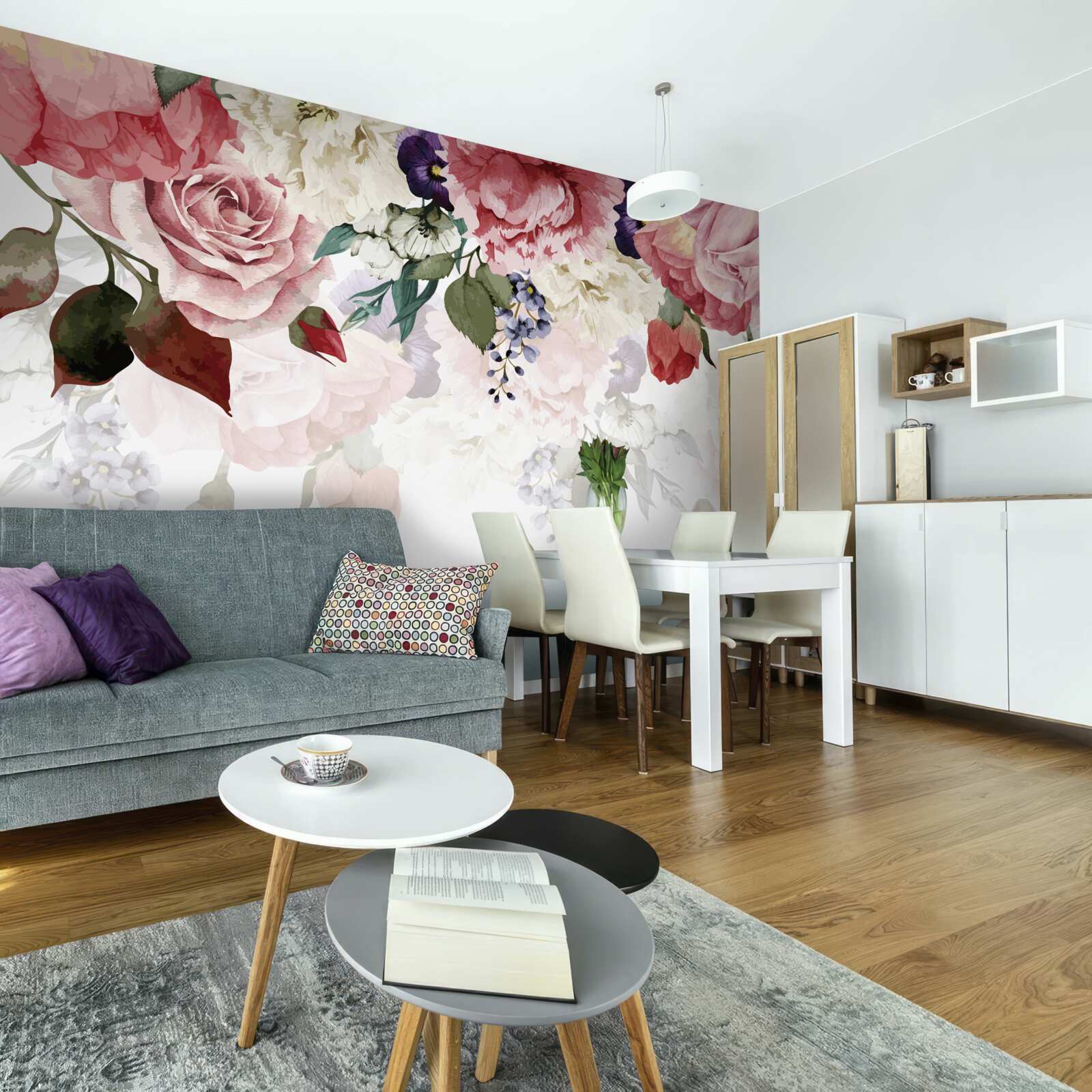 Фотошпалери композиція з падаючих квітів