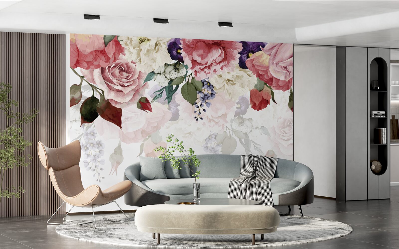 Фотошпалери композиція з падаючих квітів