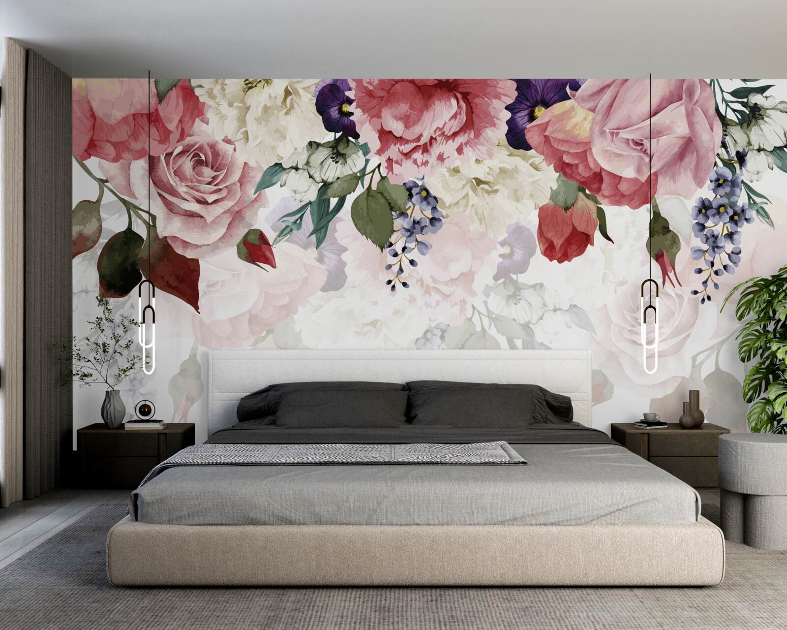 Фотошпалери композиція з падаючих квітів