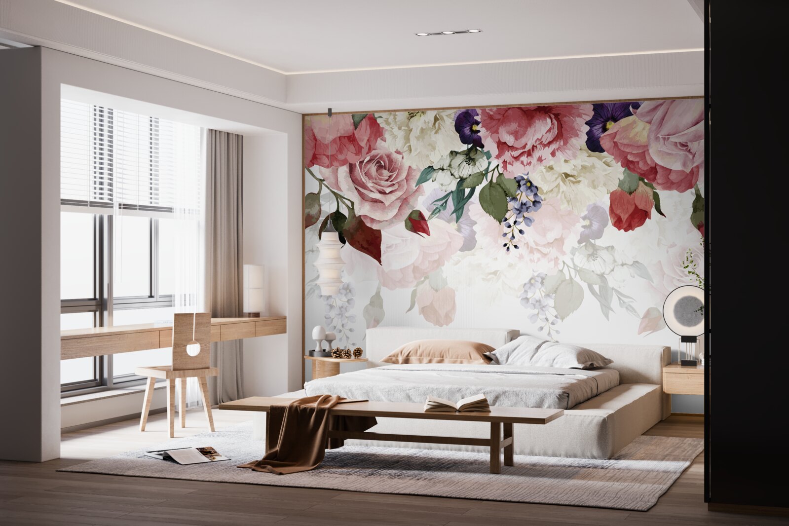 Фотошпалери композиція з падаючих квітів