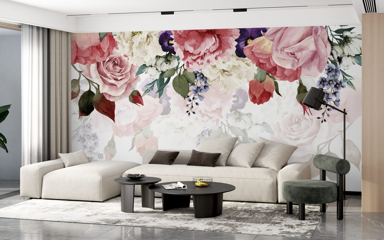 Фотошпалери композиція з падаючих квітів