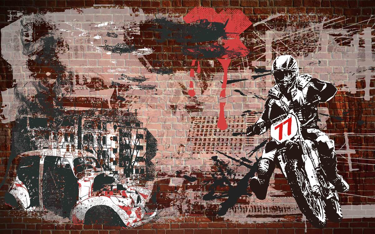 Фотошпалери велосипедист на мотоциклі