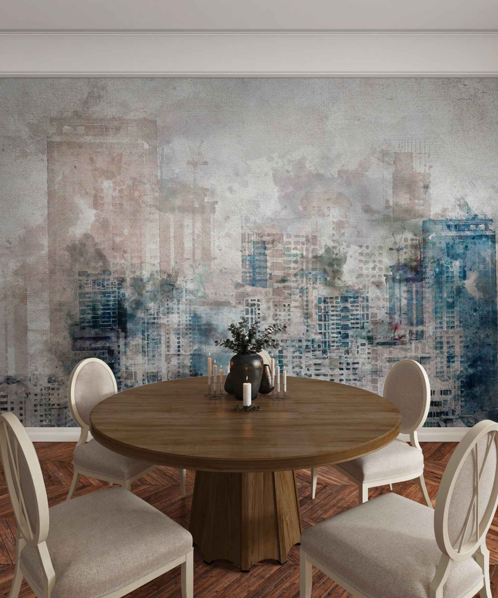 Фотошпалери туманні вулиці сучасного великого міста