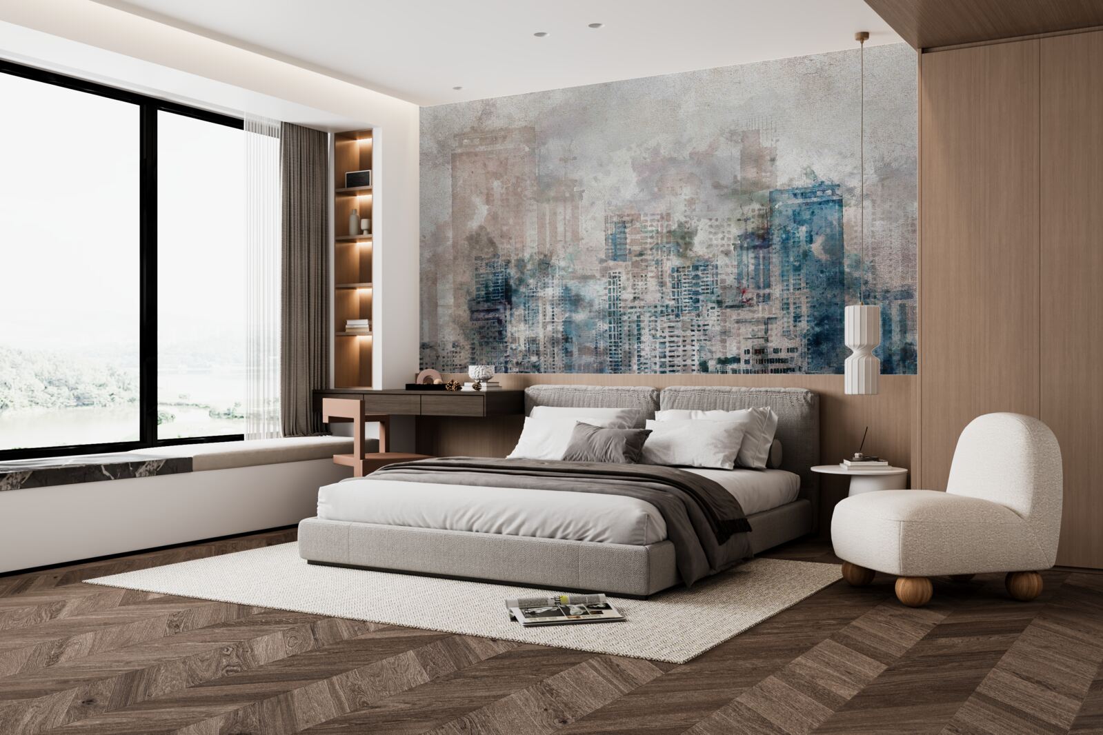 Фотошпалери туманні вулиці сучасного великого міста