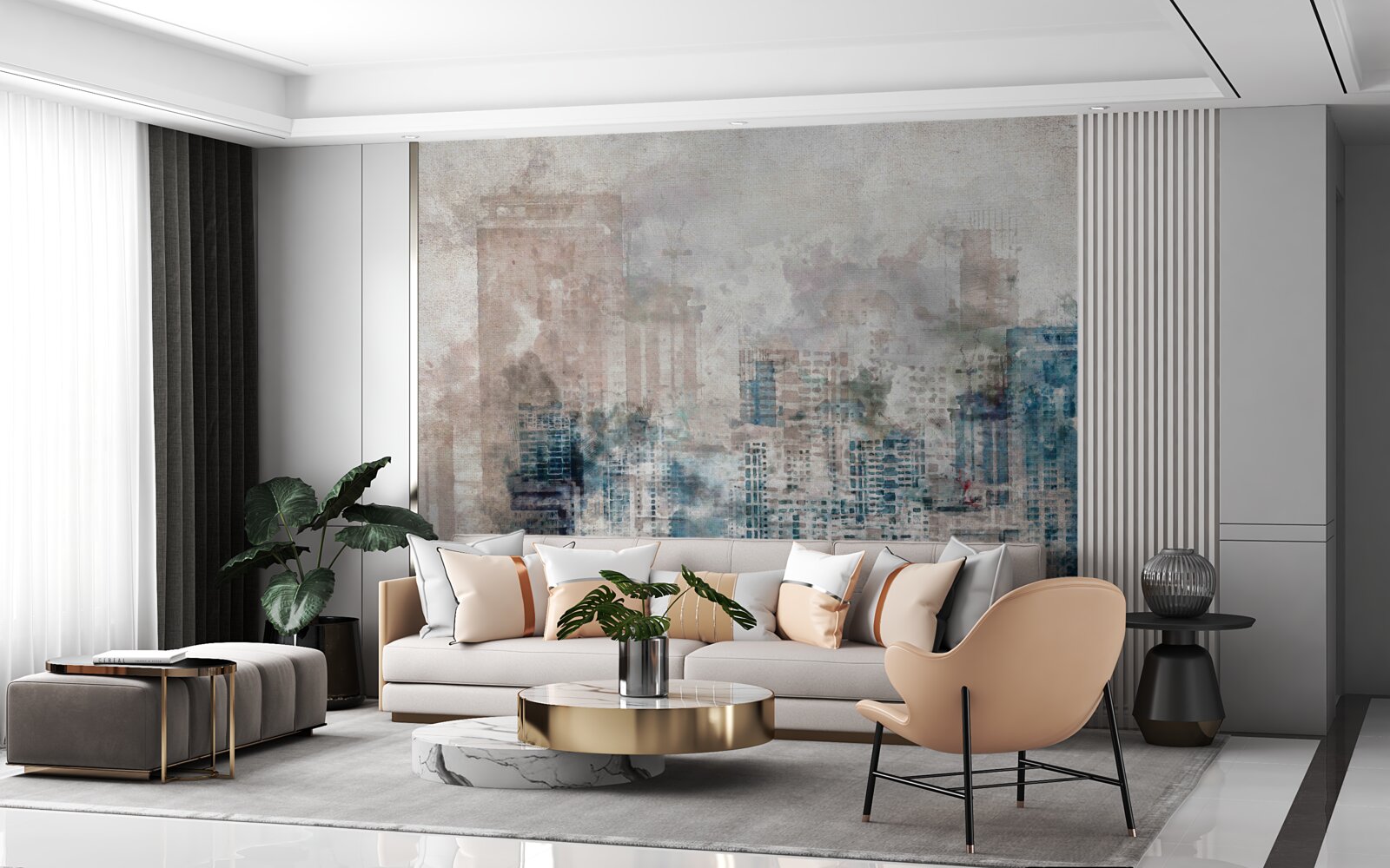 Фотошпалери туманні вулиці сучасного великого міста