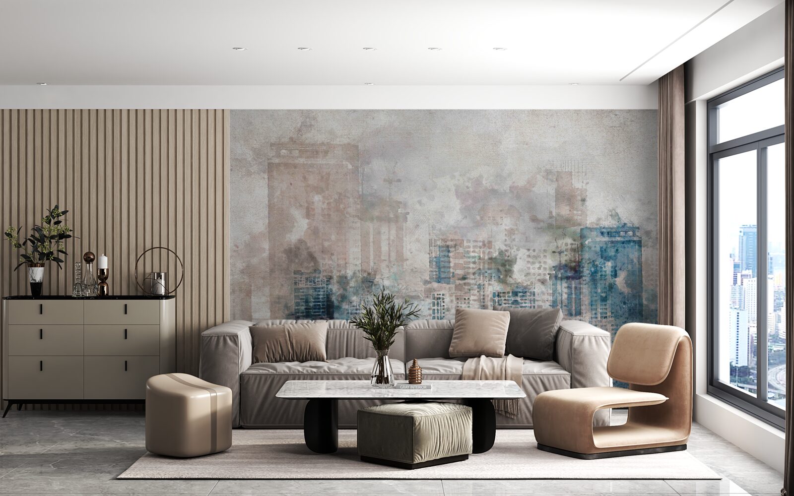 Фотошпалери туманні вулиці сучасного великого міста