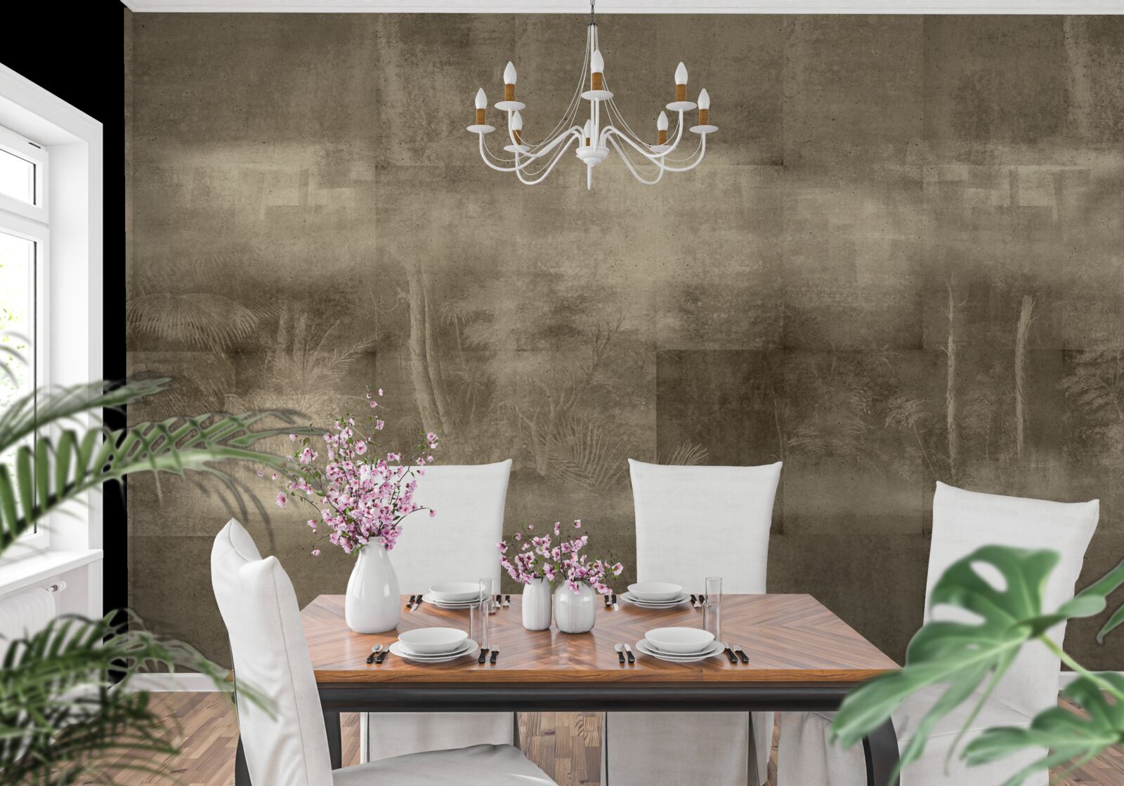 Фотошпалери нічний дощ кольору сепії