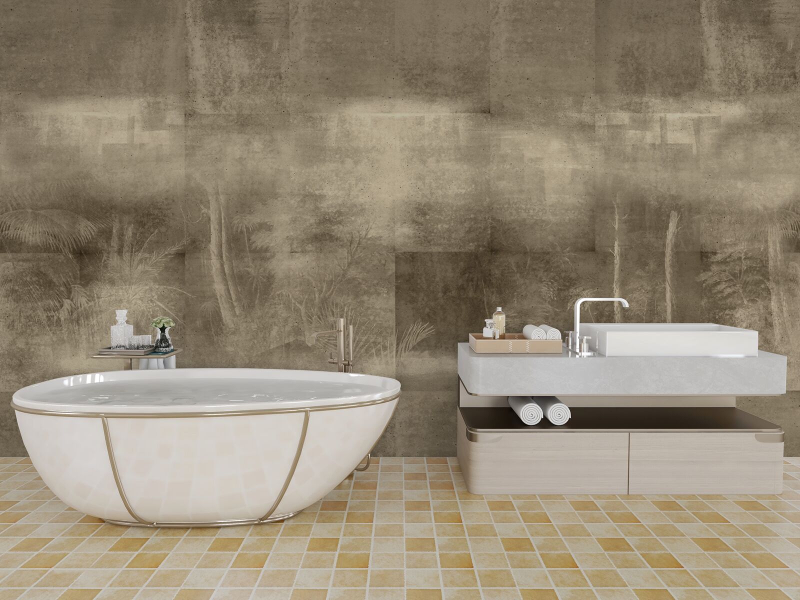 Фотошпалери нічний дощ кольору сепії