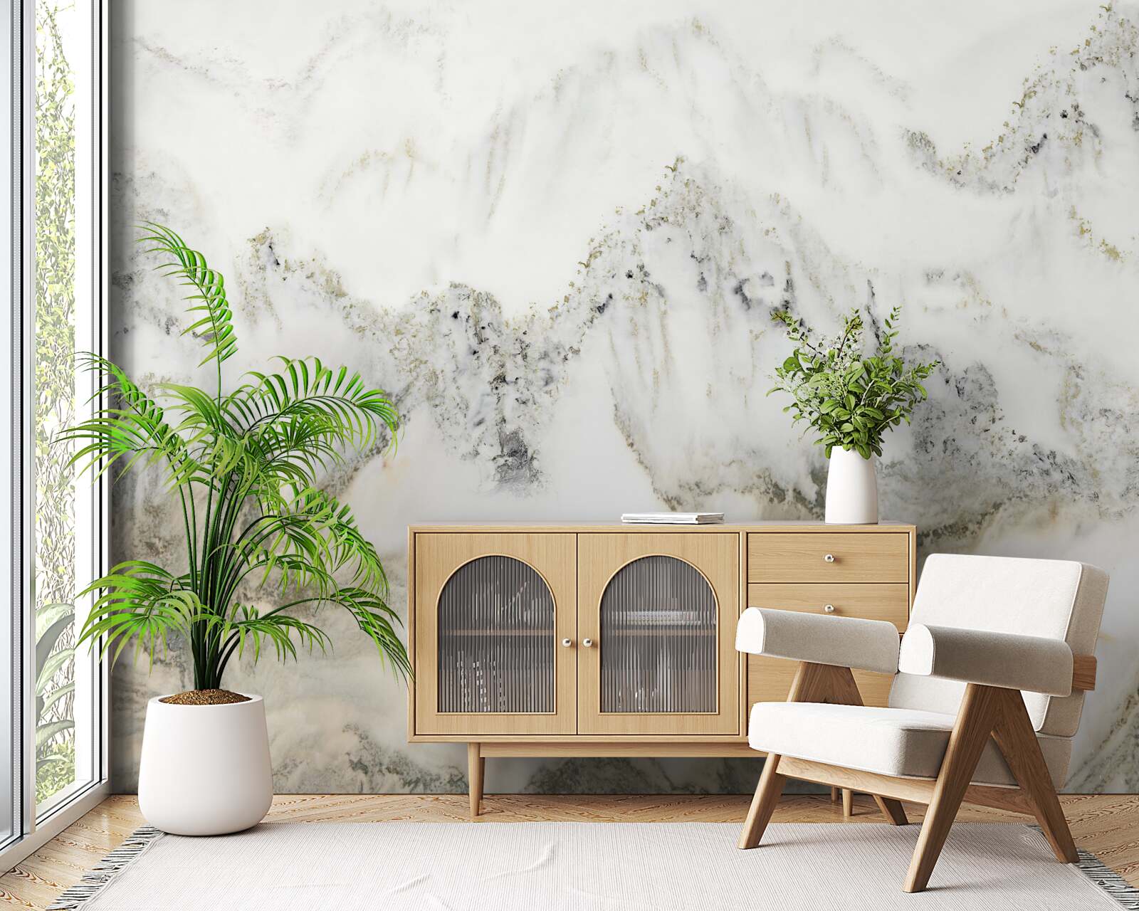 Фотошпалери дощ у японському саду