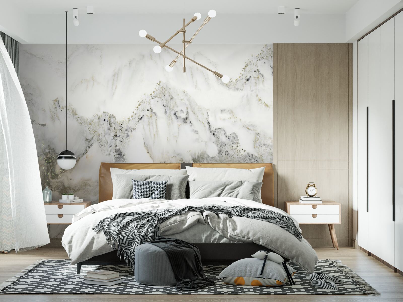 Фотошпалери дощ у японському саду