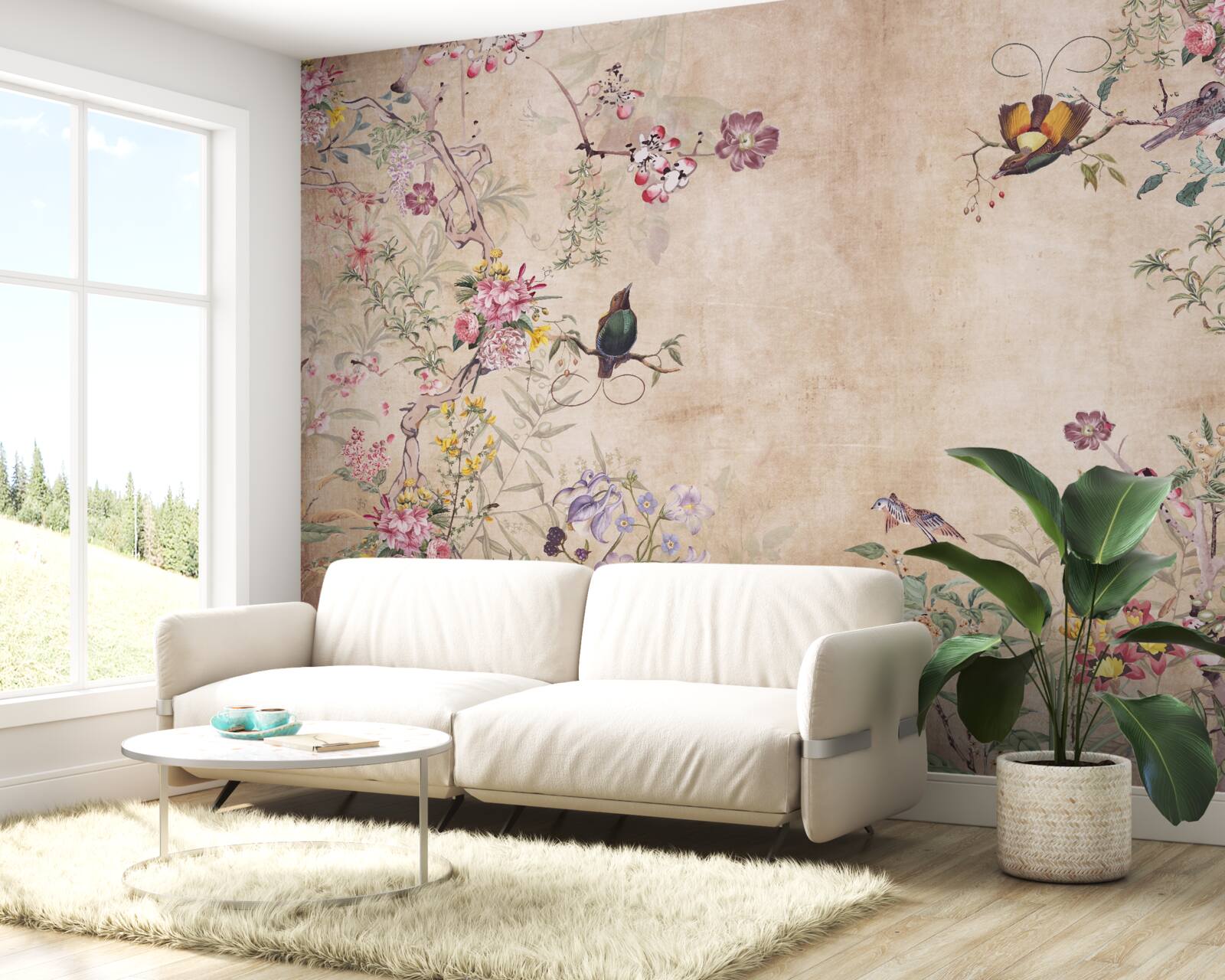 Фотошпалери птахи на квітучих гілках