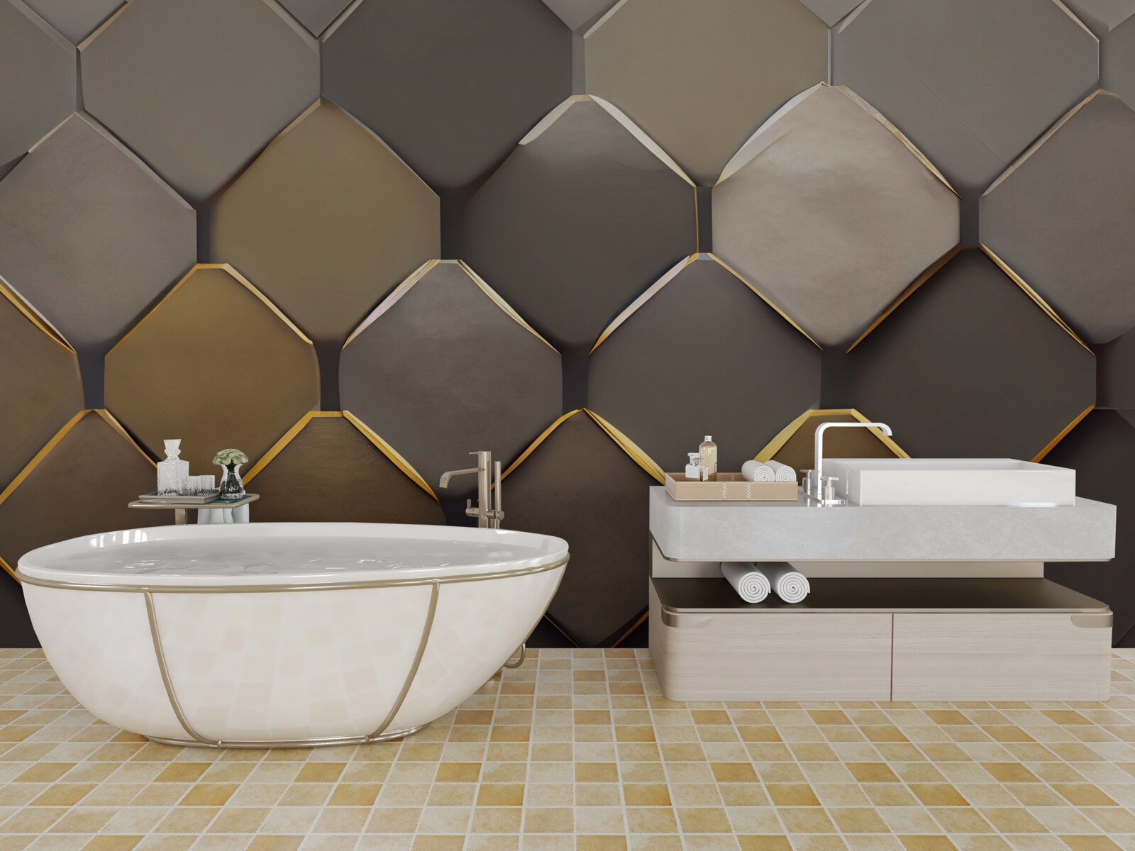 Фотошпалери металеві квадрати