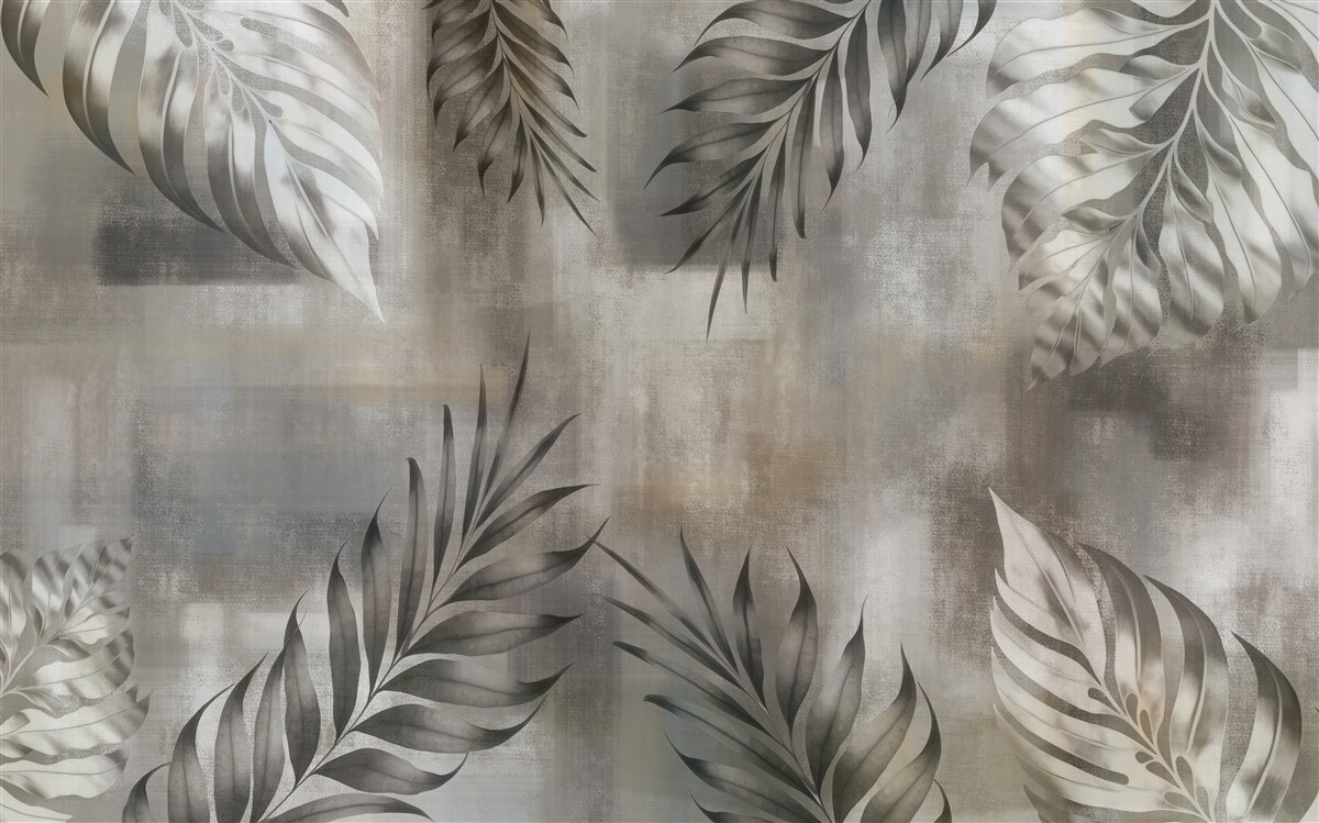 Фотошпалери листя монстери в чорно-білих тонах