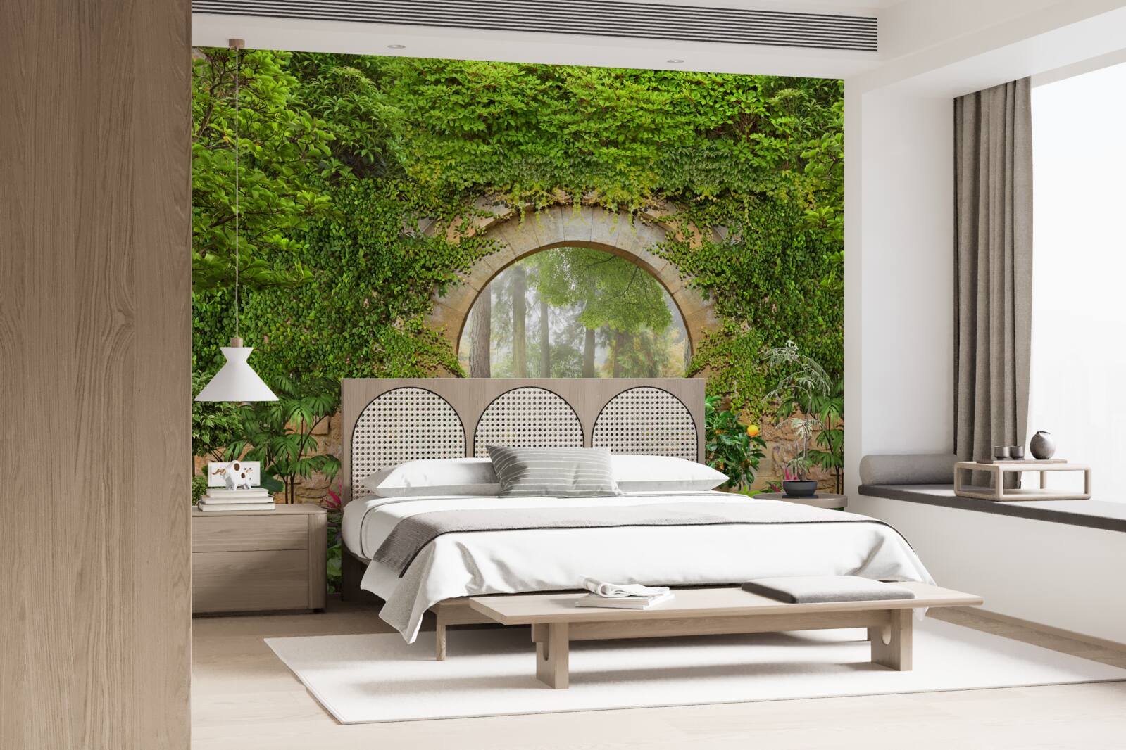 Фотошпалери заросла зелена арка в лісі