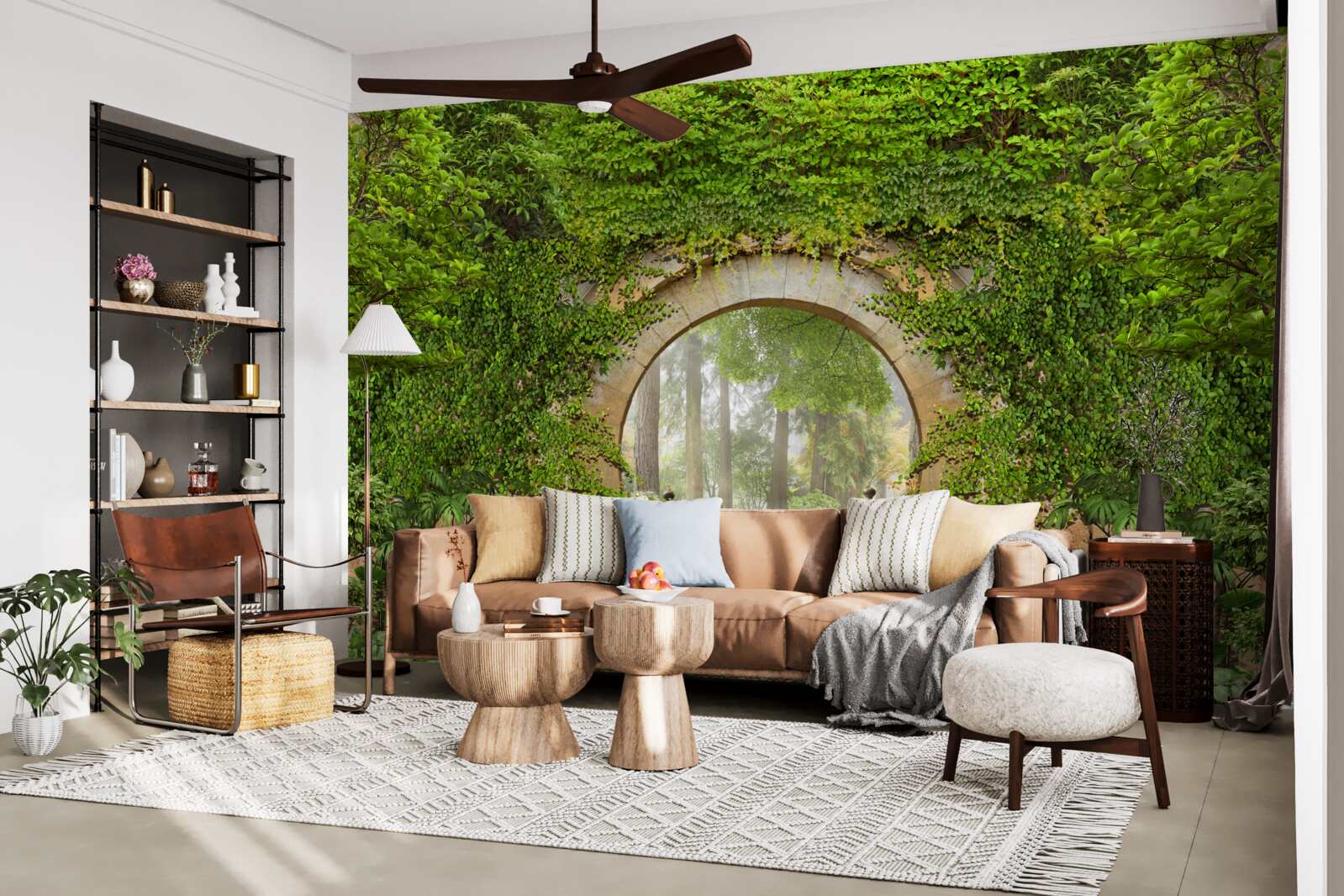 Фотошпалери заросла зелена арка в лісі