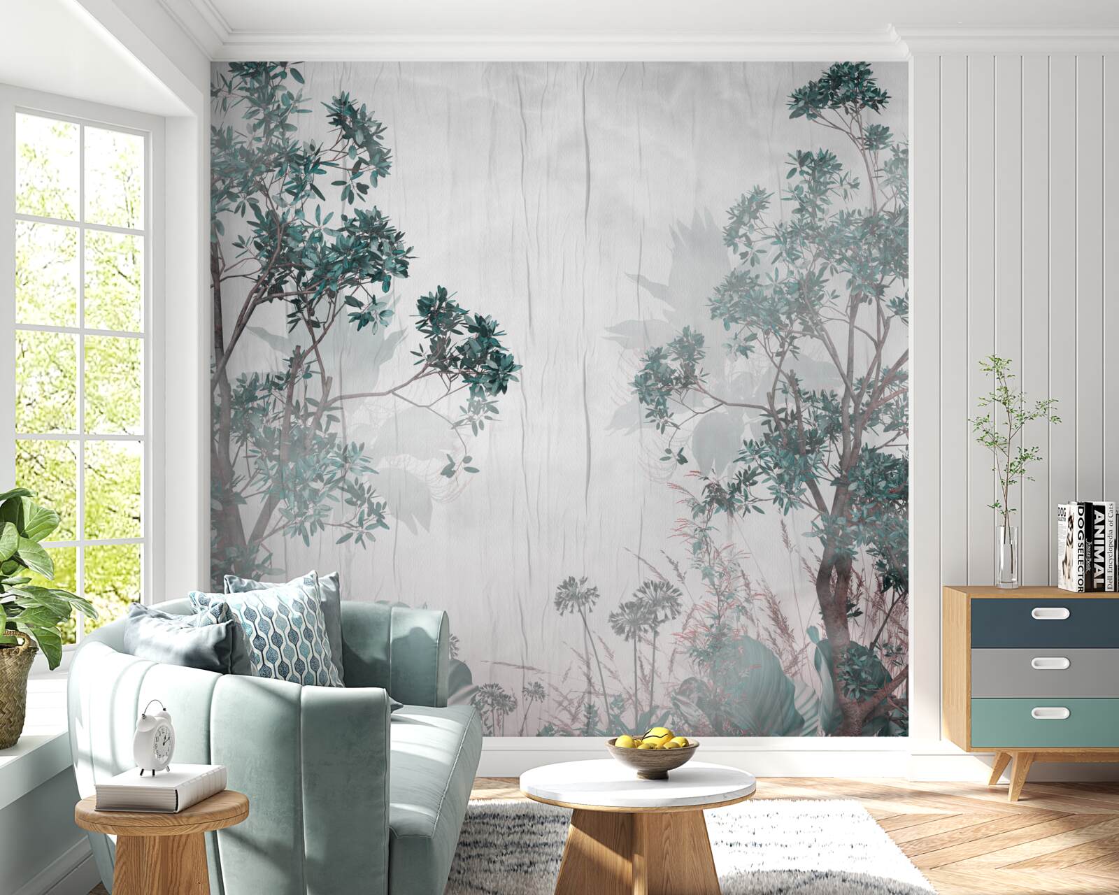 Фотошпалери ліс оповитий дощовою погодою