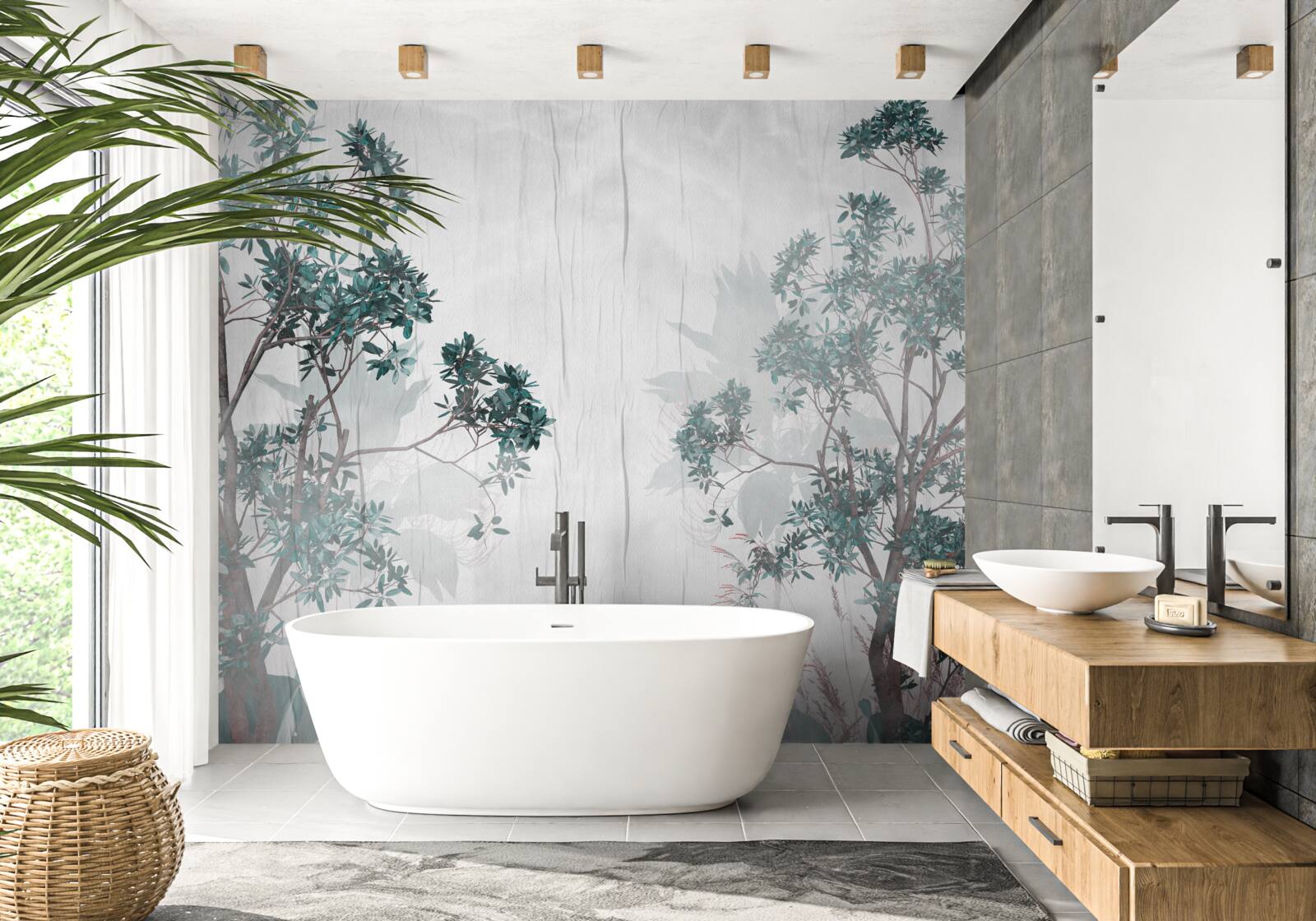 Фотошпалери ліс оповитий дощовою погодою