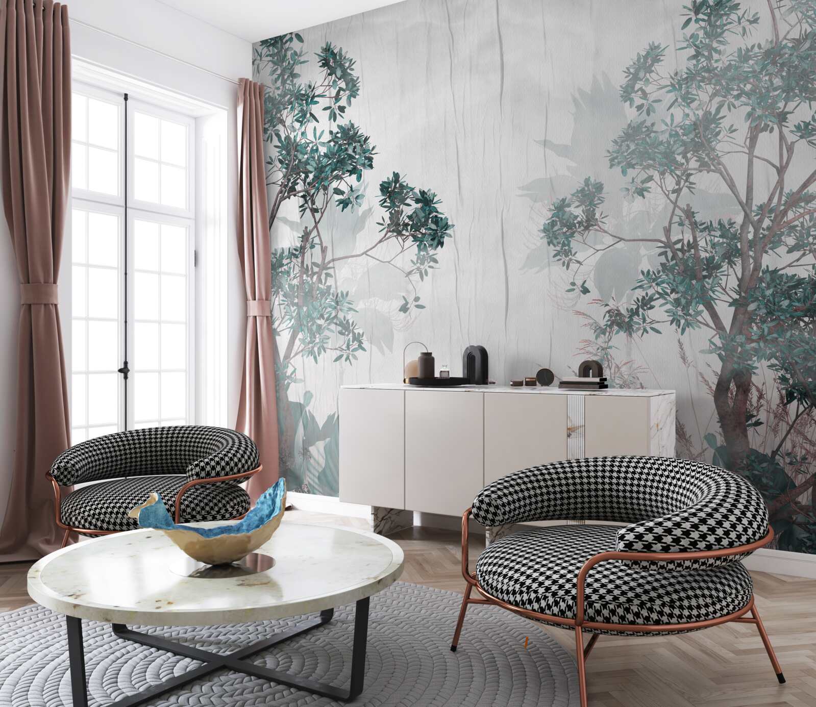 Фотошпалери ліс оповитий дощовою погодою