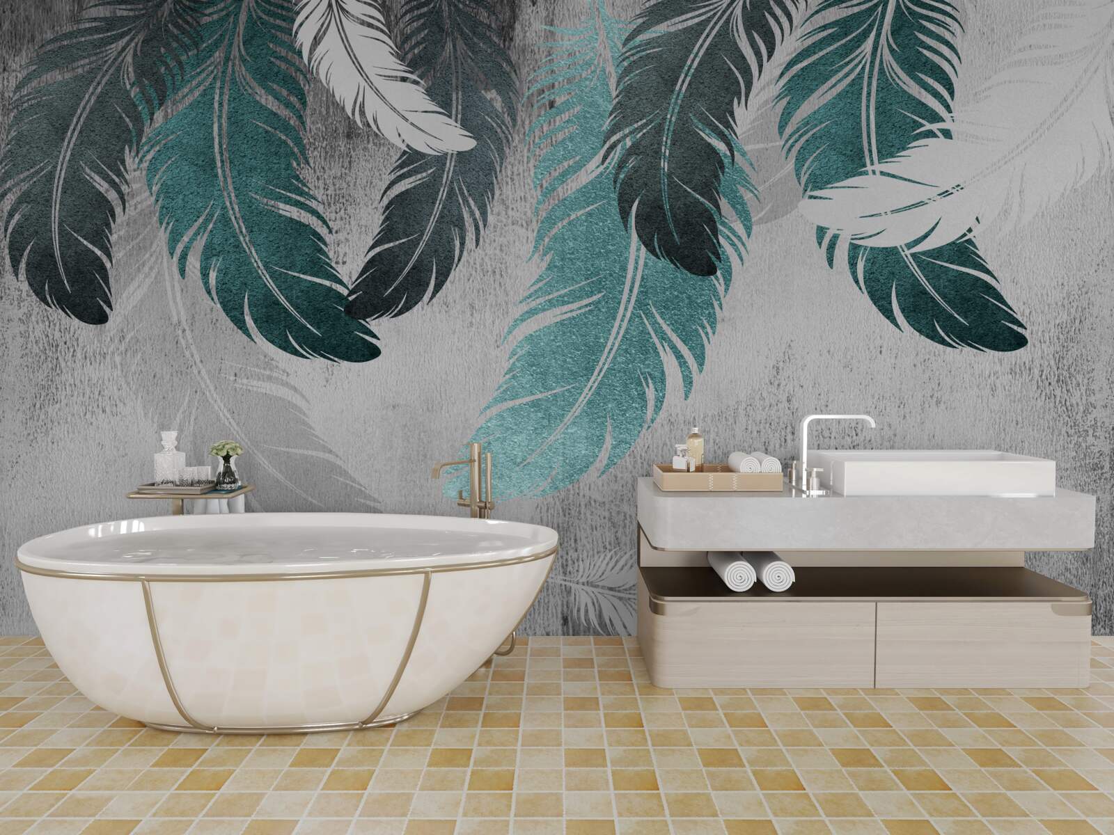 Фотошпалери опадає велике перисте листя