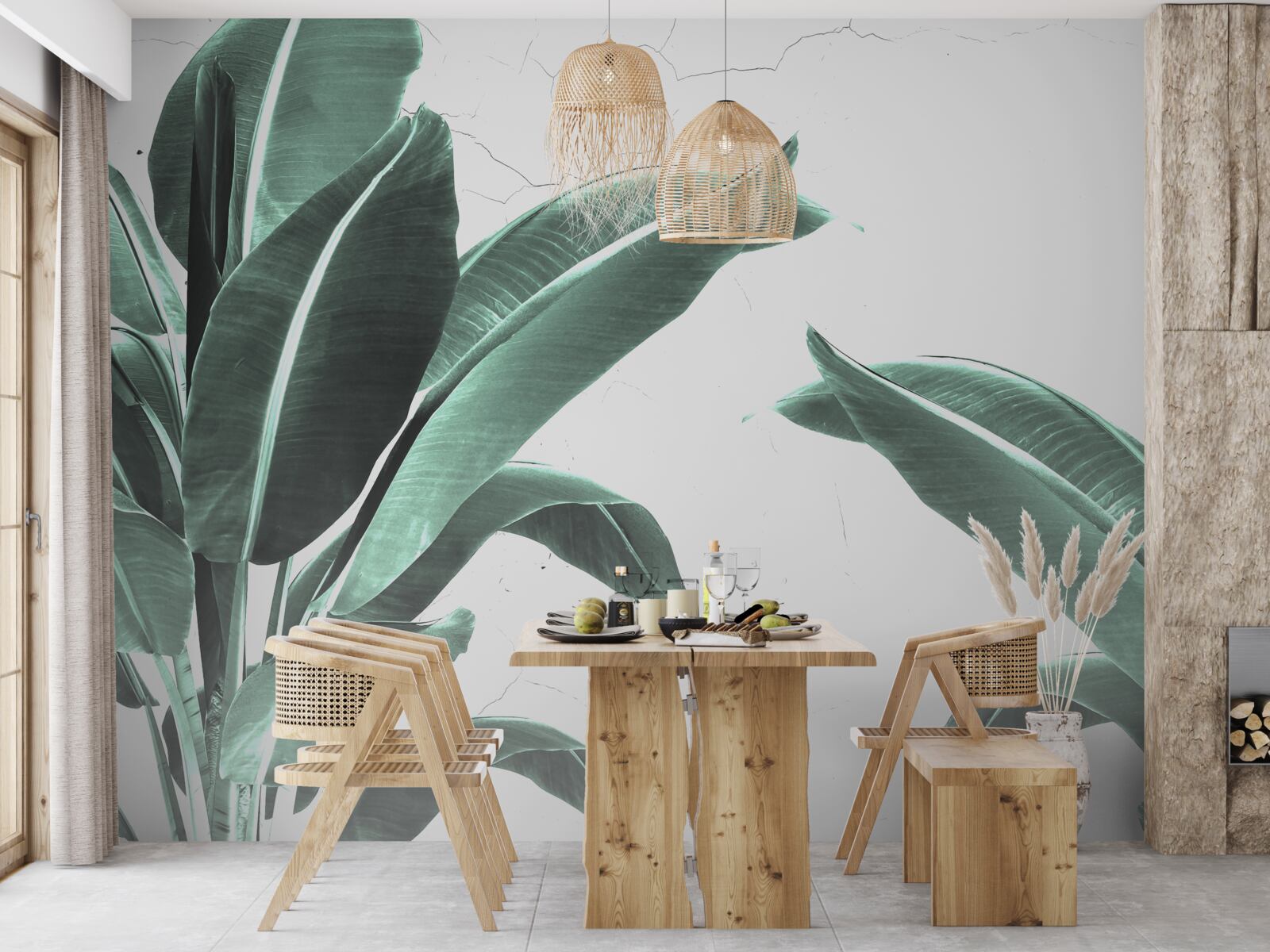 Фотошпалери велике зелене пальмове листя