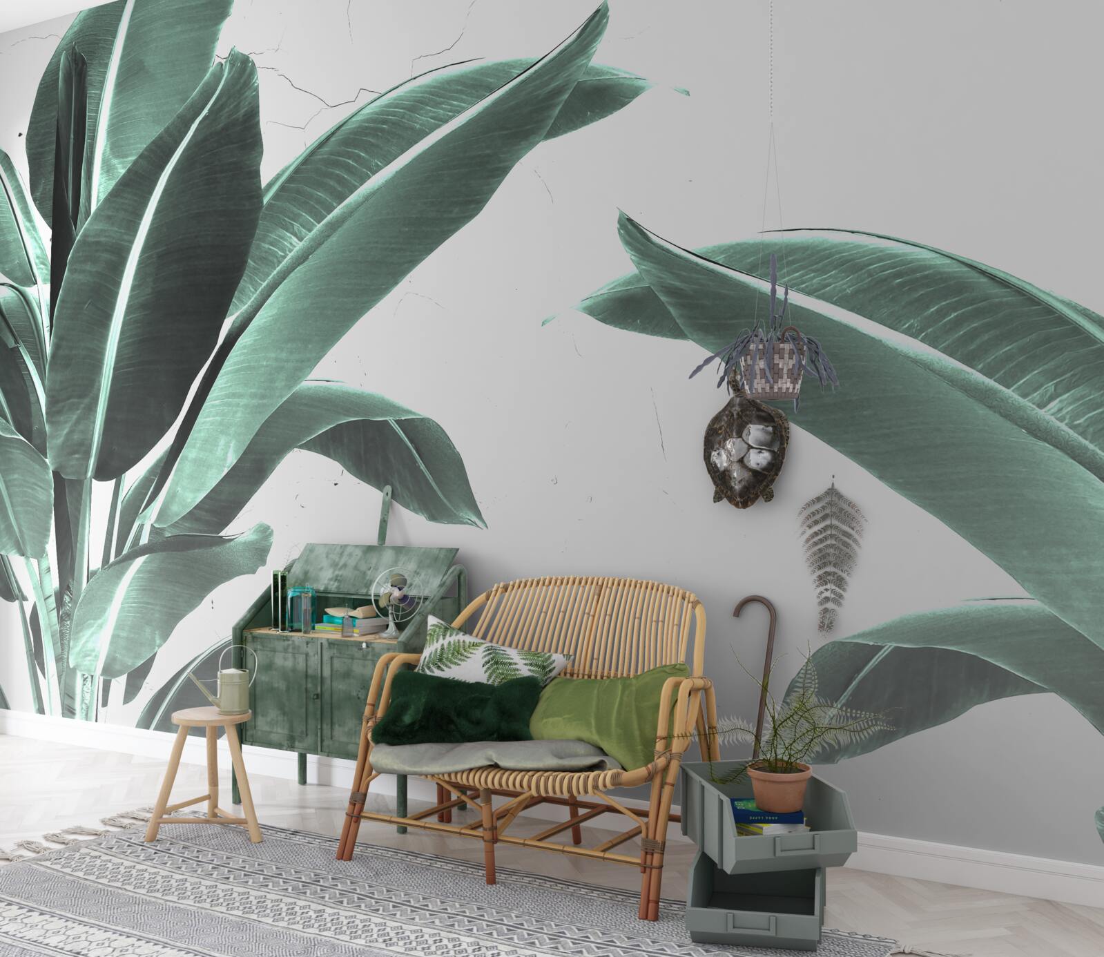 Фотошпалери велике зелене пальмове листя