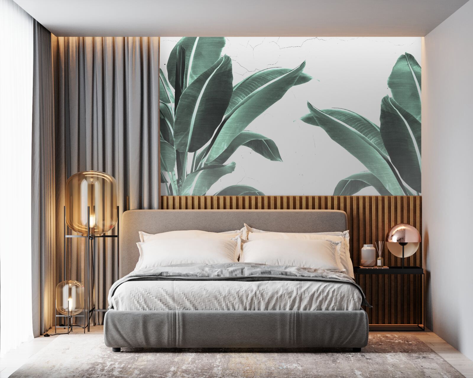 Фотошпалери велике зелене пальмове листя