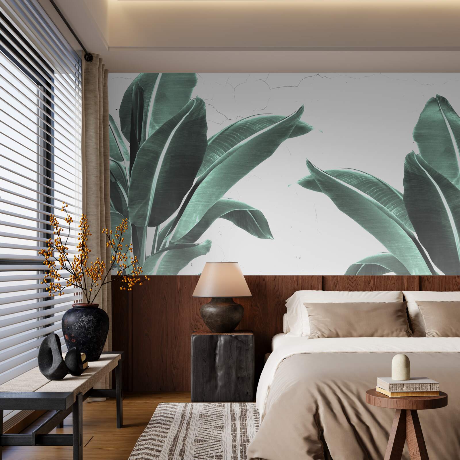 Фотошпалери велике зелене пальмове листя