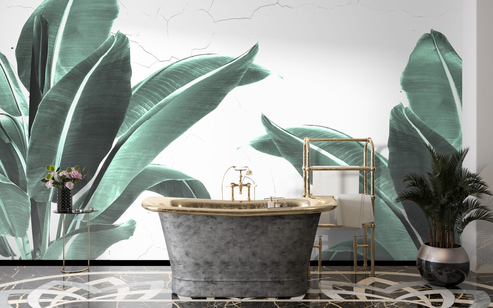 Фотошпалери велике зелене пальмове листя