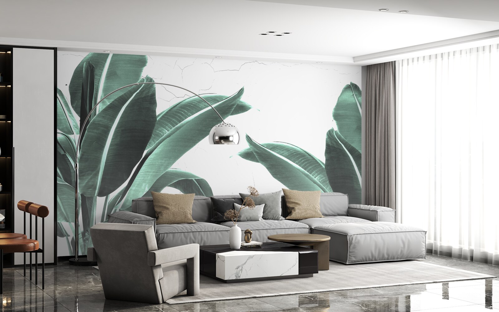 Фотошпалери велике зелене пальмове листя