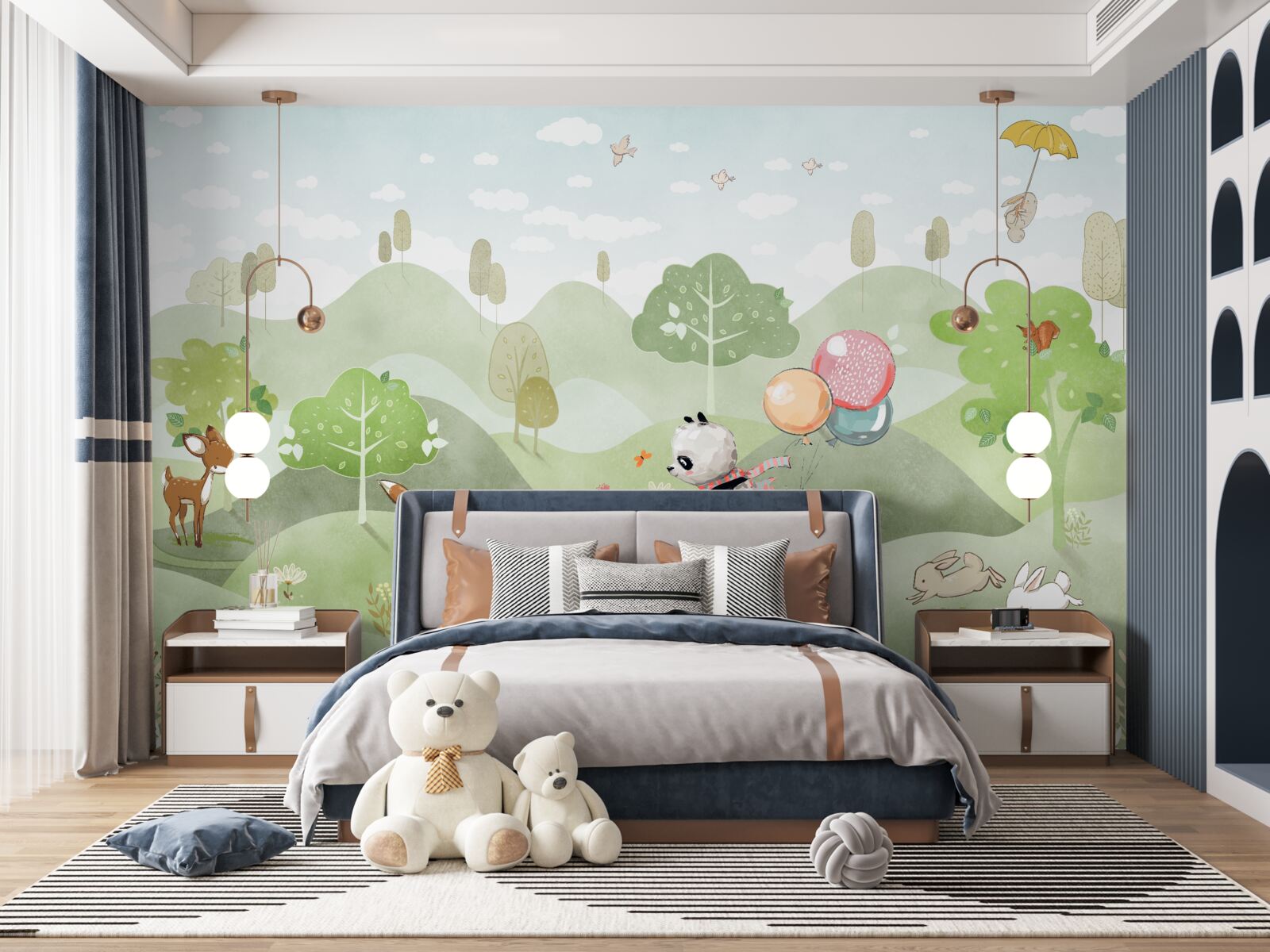 Фотошпалери велосипед, на якому їздить панда