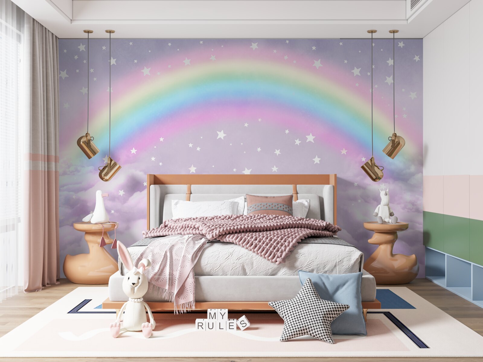 Фотошпалери хмари під веселкою