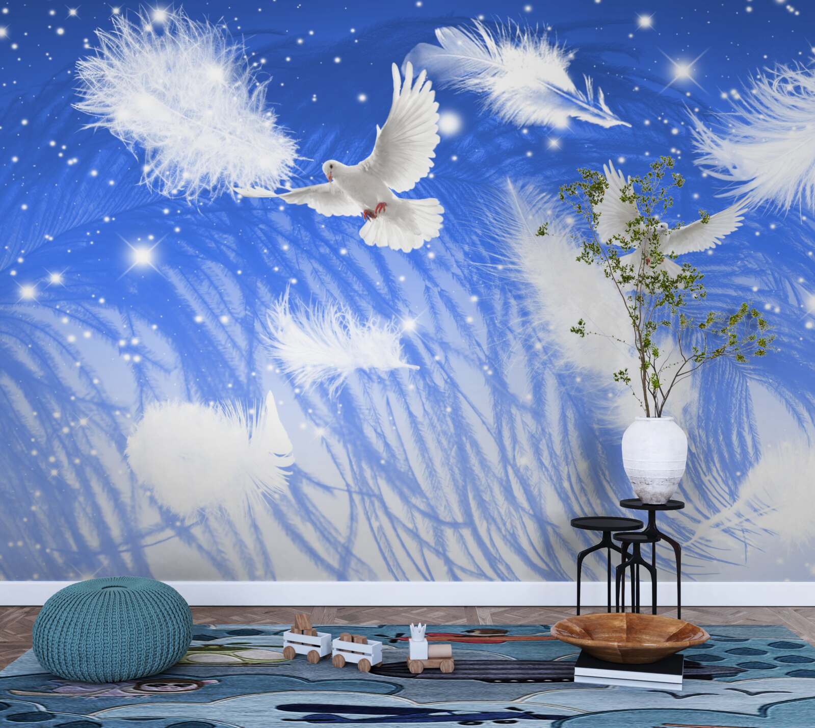 Фотошпалери переміщення в атмосфері яскравих птахів та їхнього оперення