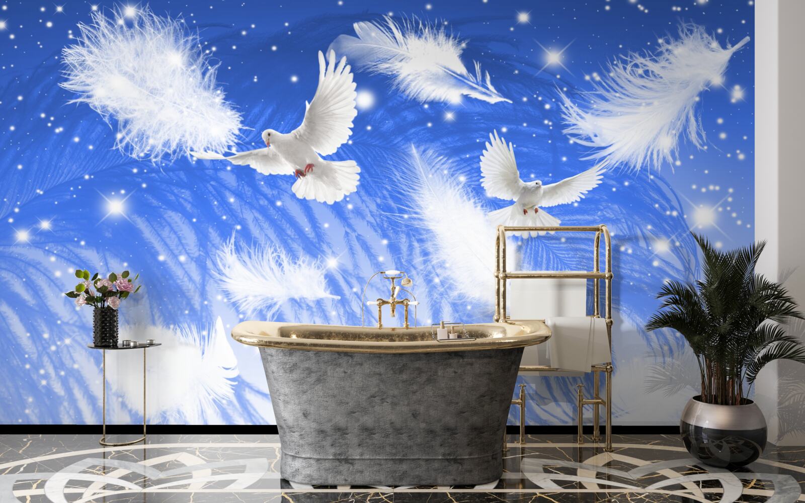 Фотошпалери переміщення в атмосфері яскравих птахів та їхнього оперення