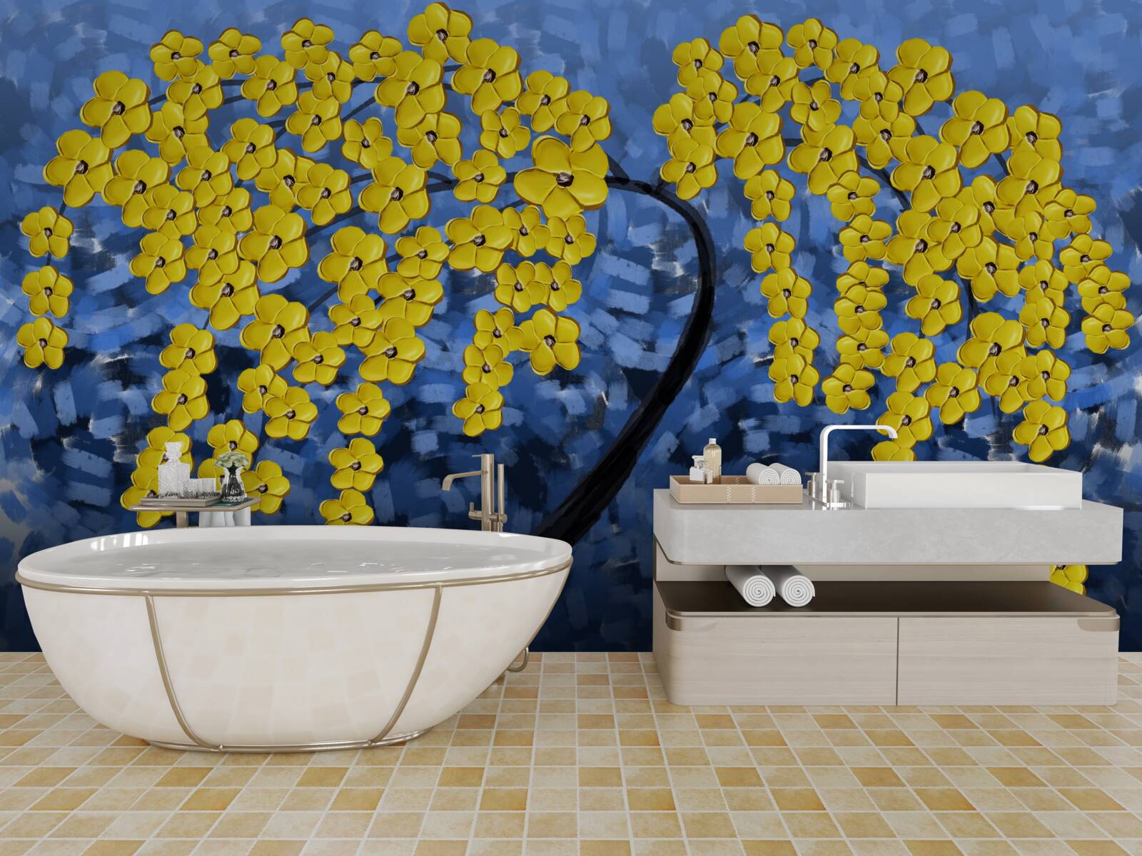 Фотошпалери дерево під час осінньої бурі