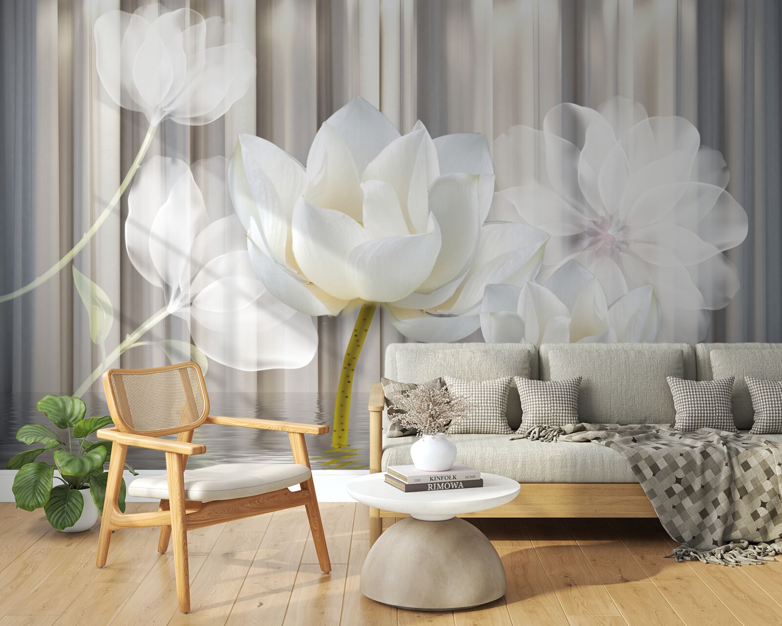 Фотошпалери білі тюльпани, легкі, як повітря