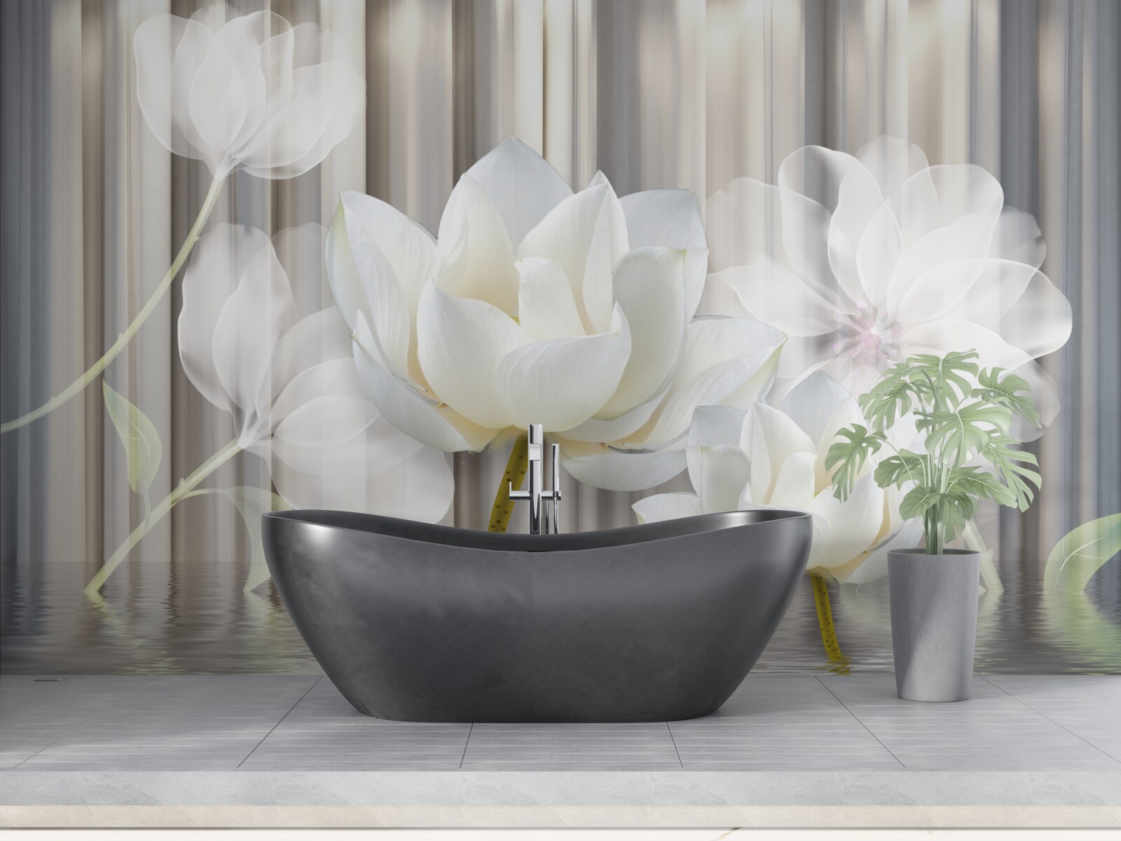 Фотошпалери білі тюльпани, легкі, як повітря